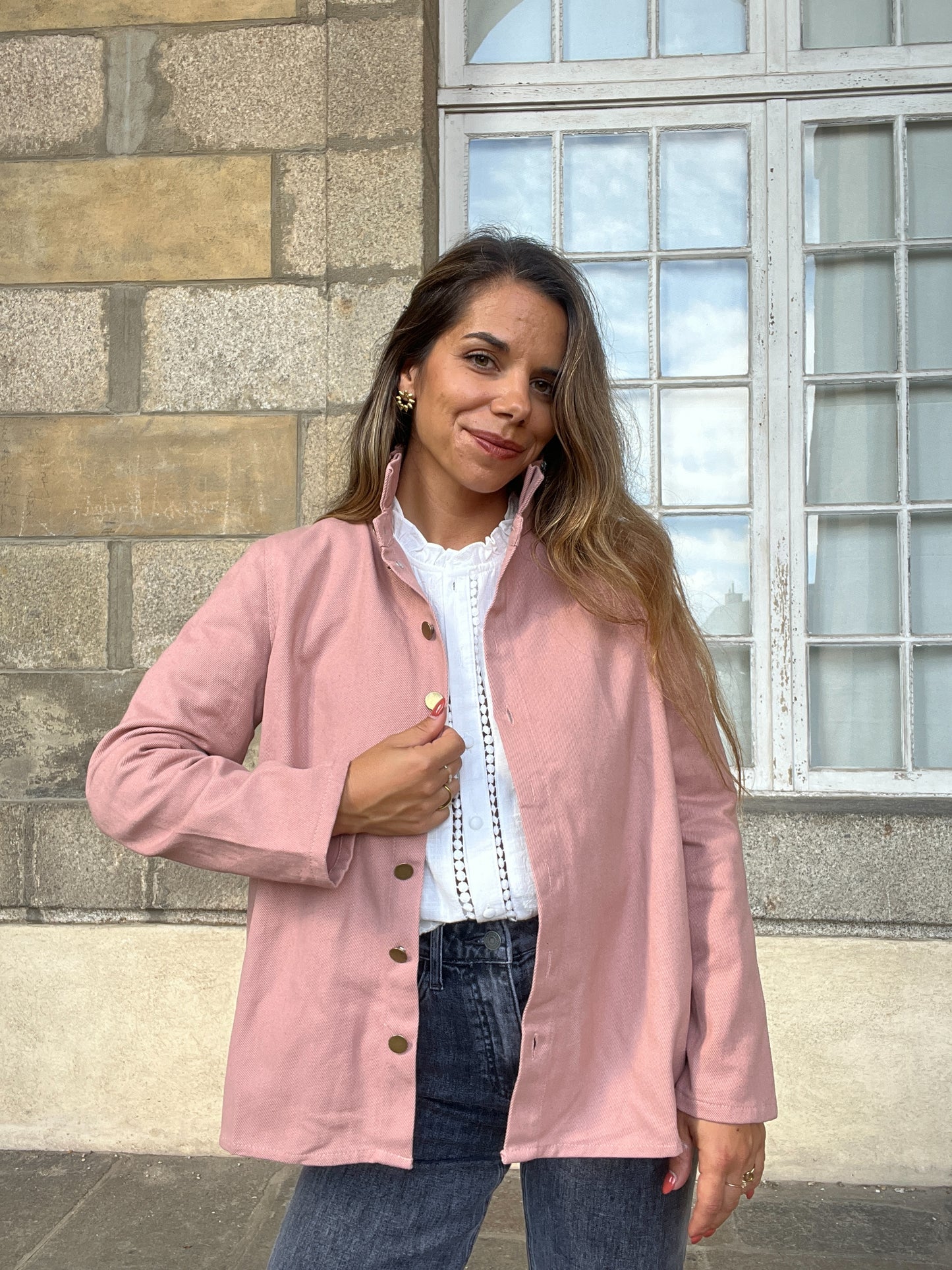 Veste en jean Céleste vieux rose