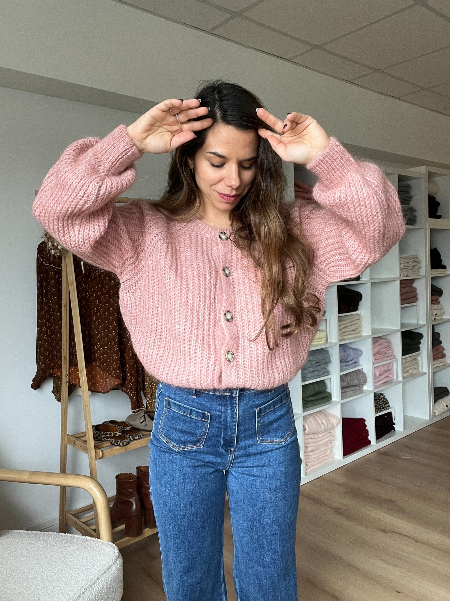 Cardigan rose chiné Honorine