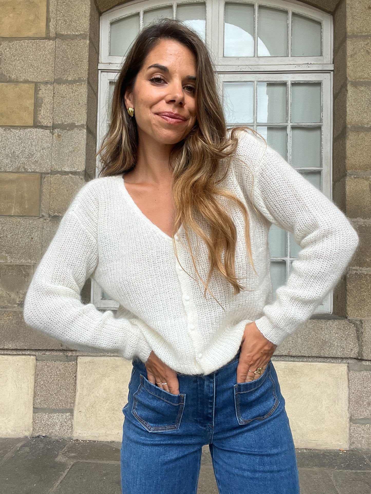 Cardigan en laine blanc Alice