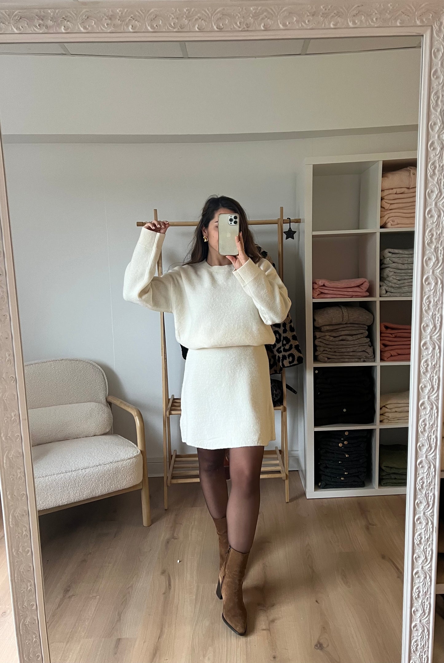 Robe Edith écru (Ensemble Jupe et Pull)