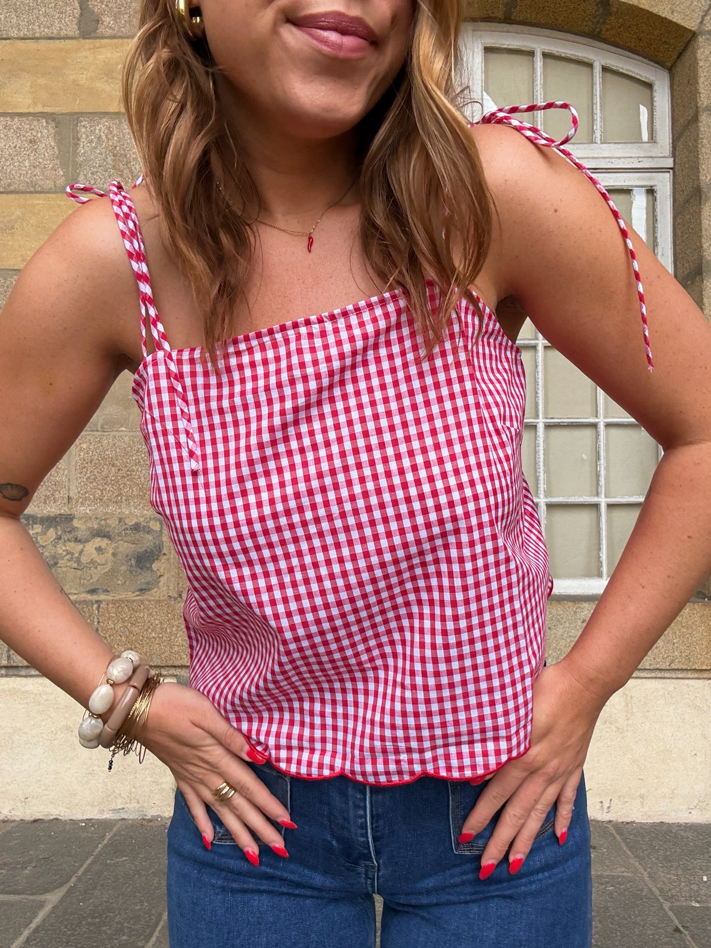 Top vichy Aimée rouge