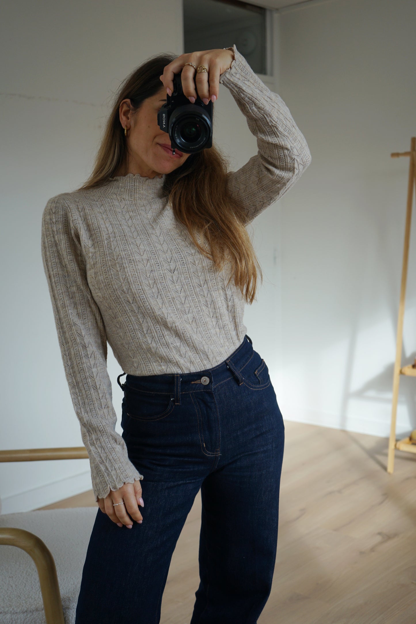 Pull fin Clara taupe