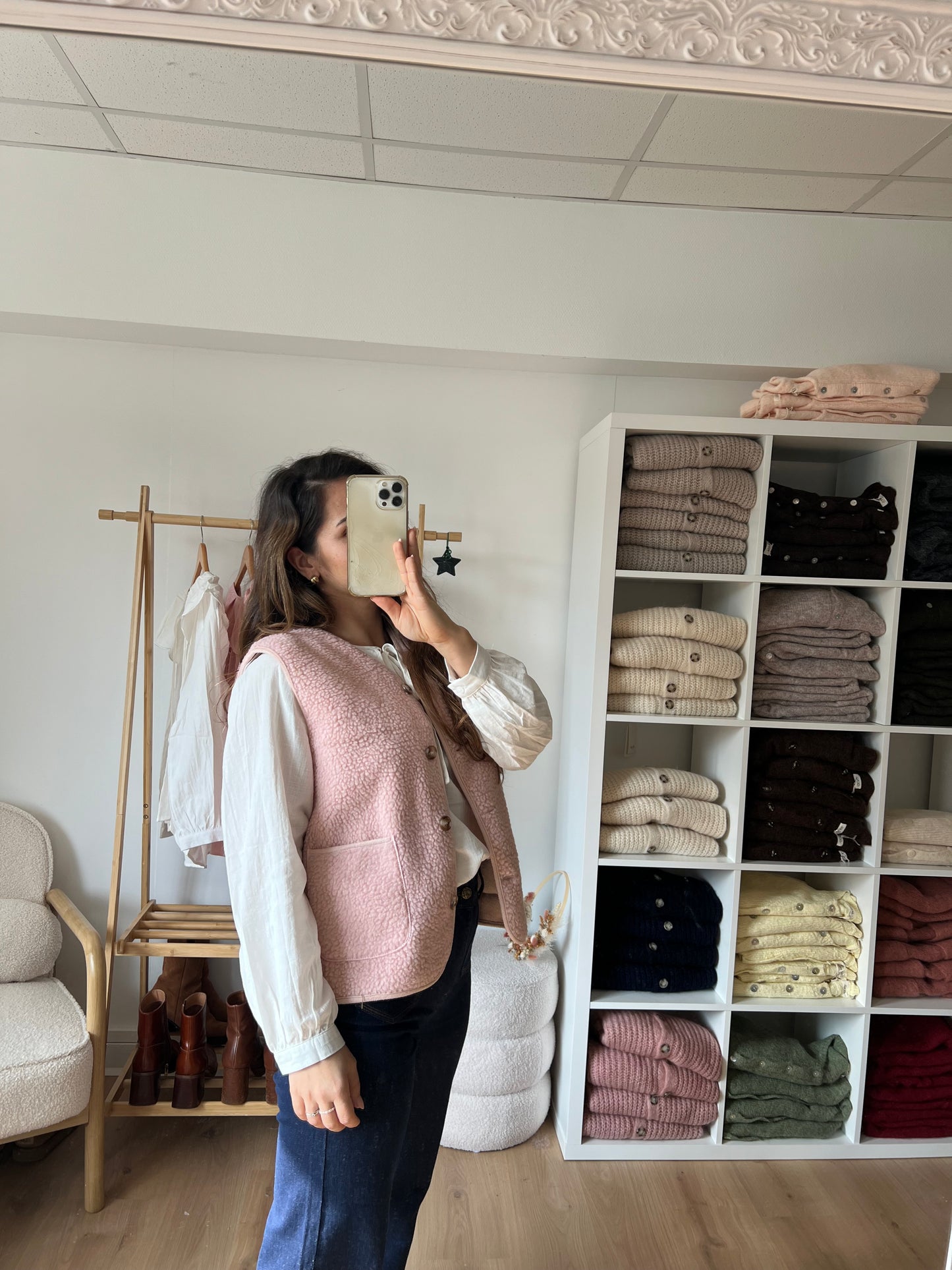 Gilet berger Arianne rose pâle