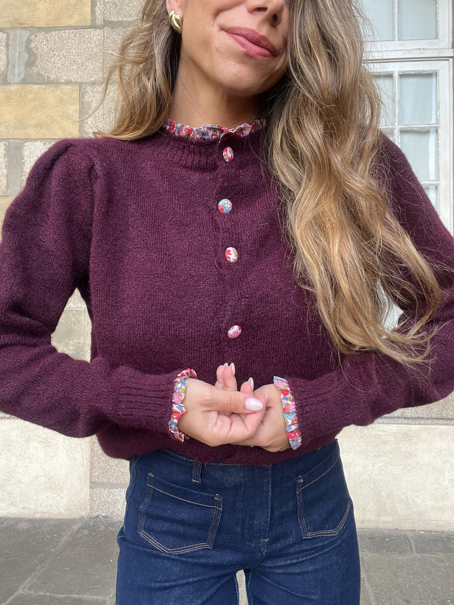 Cardigan Liberty Alma bordeaux