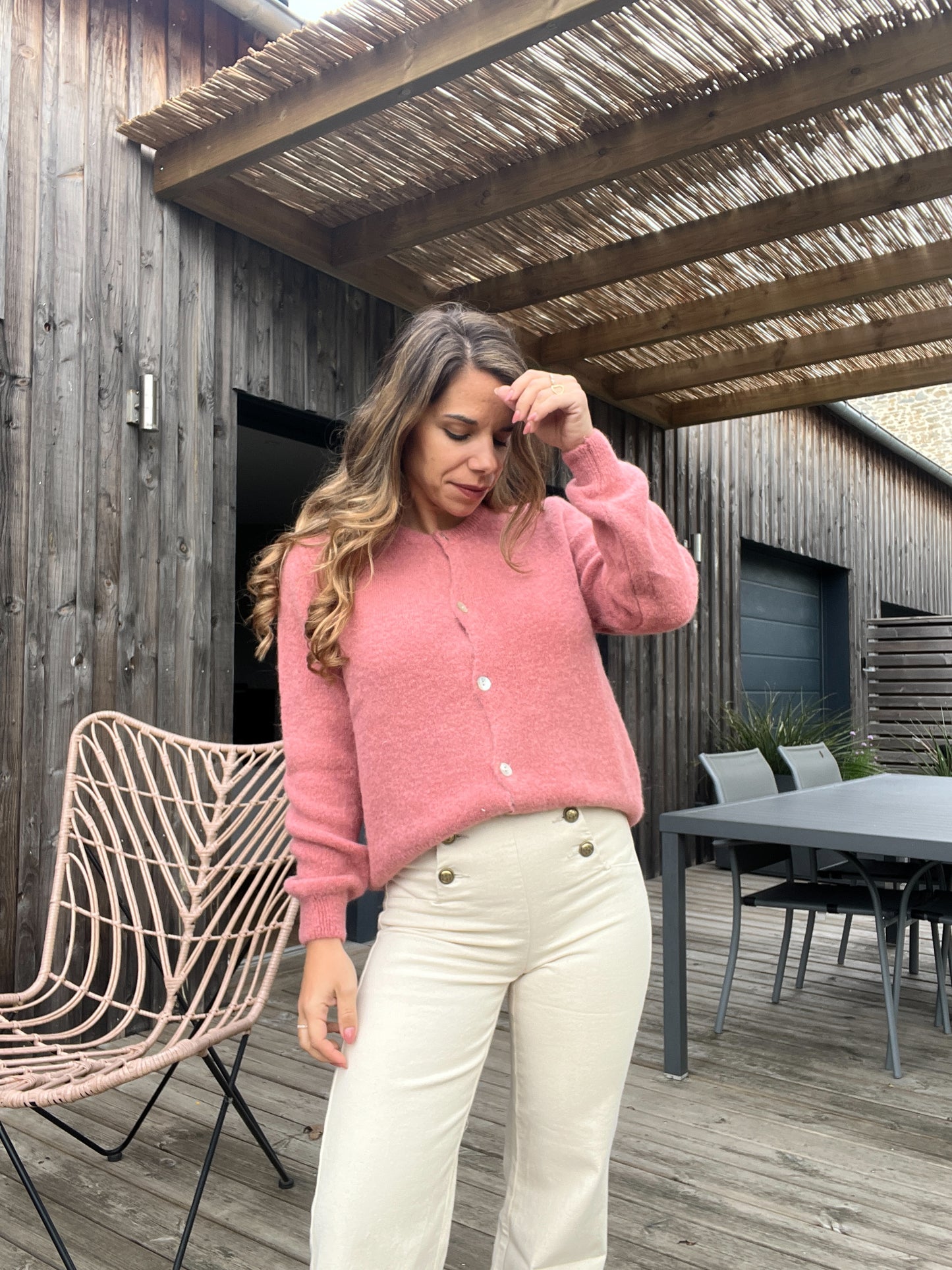 Maille en laine Léonie vieux rose