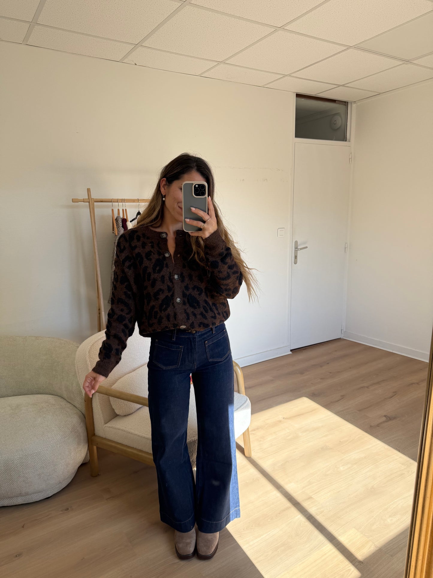 Cardigan léopard Camille marron