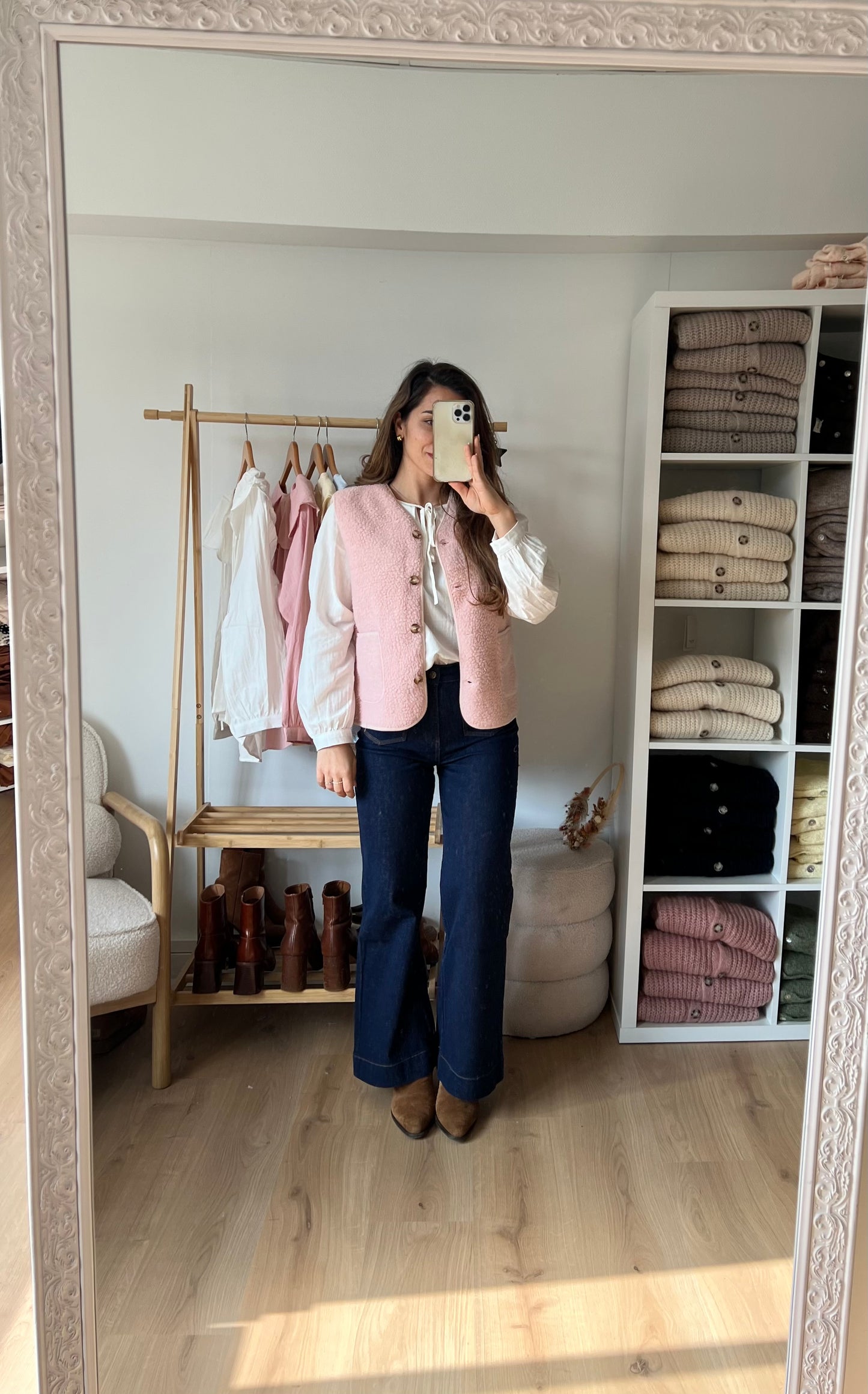 Gilet berger Arianne rose pâle