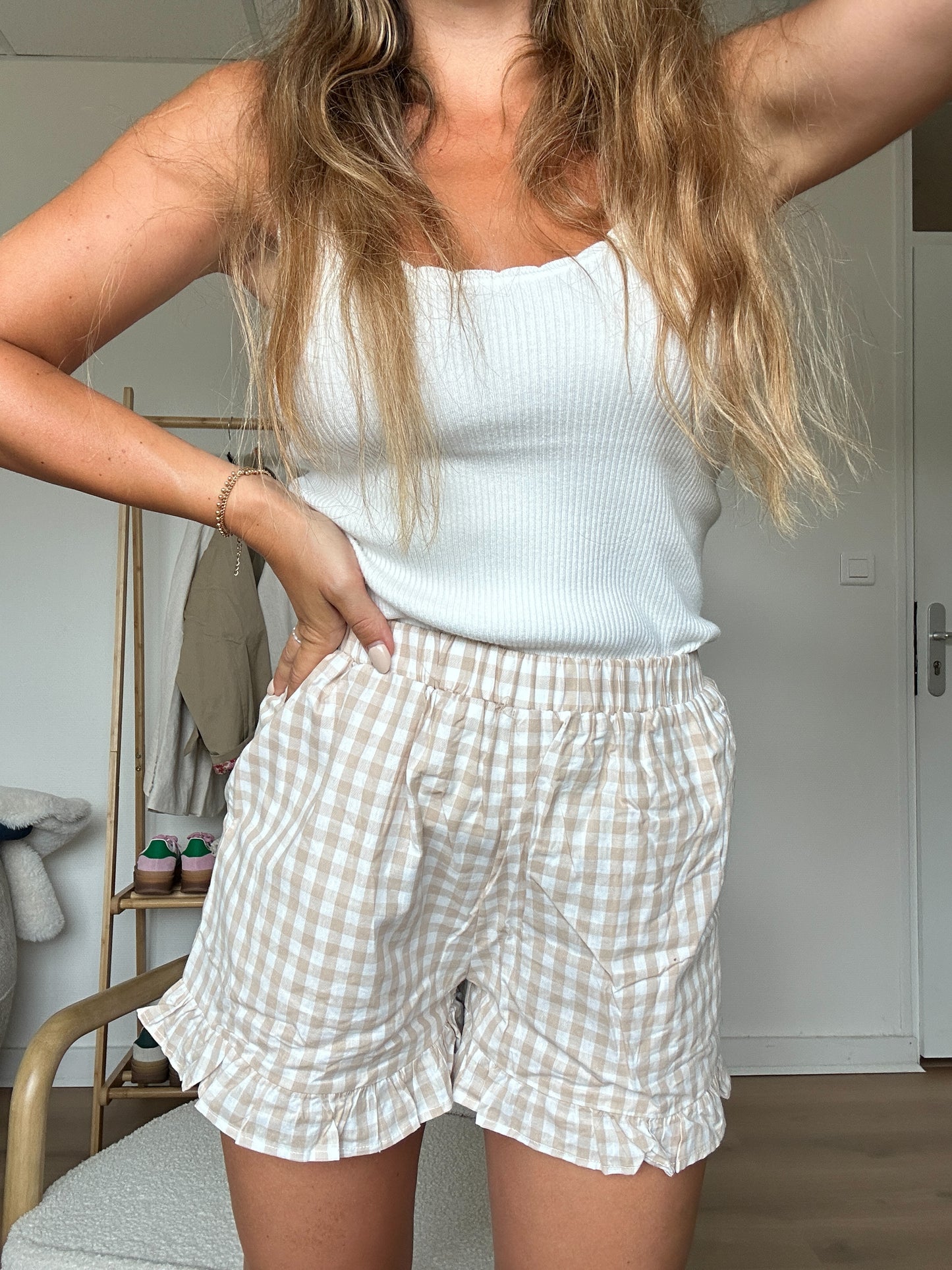Short beige Vichy Lucie