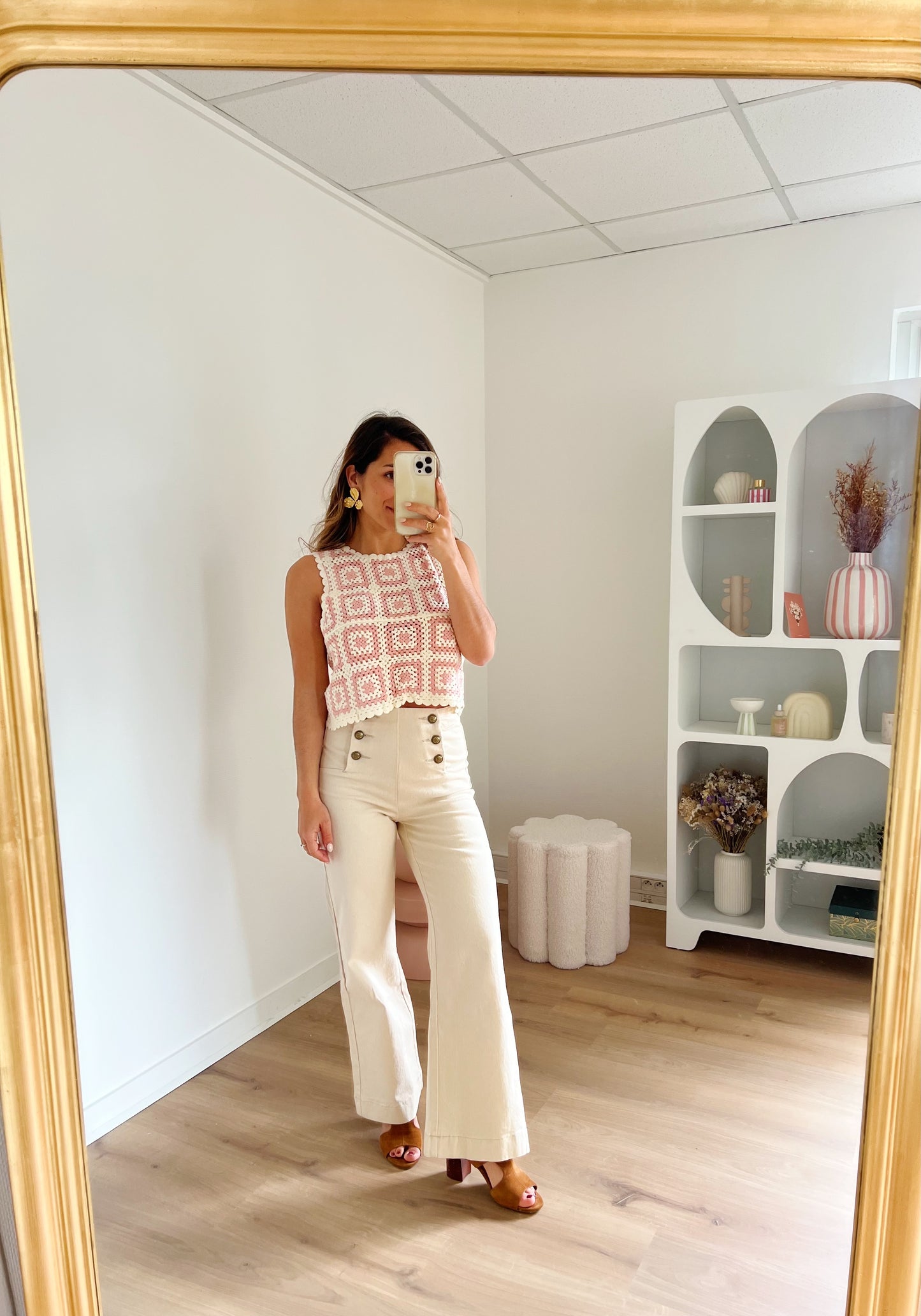 Top en crochet Lucia rose