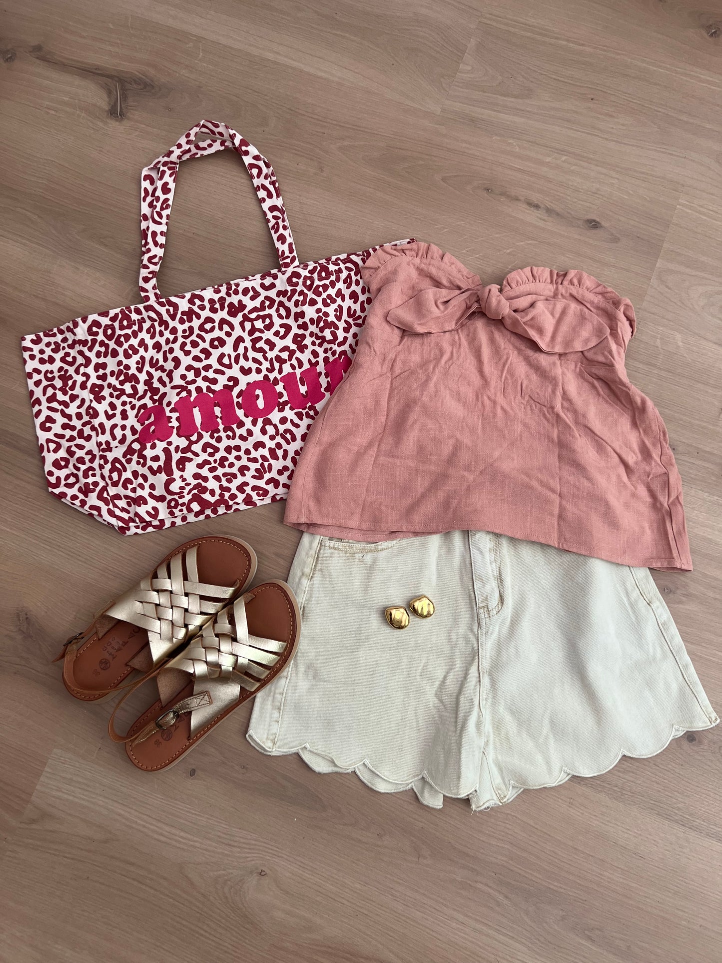 Sac cabas Amour Léopard rose