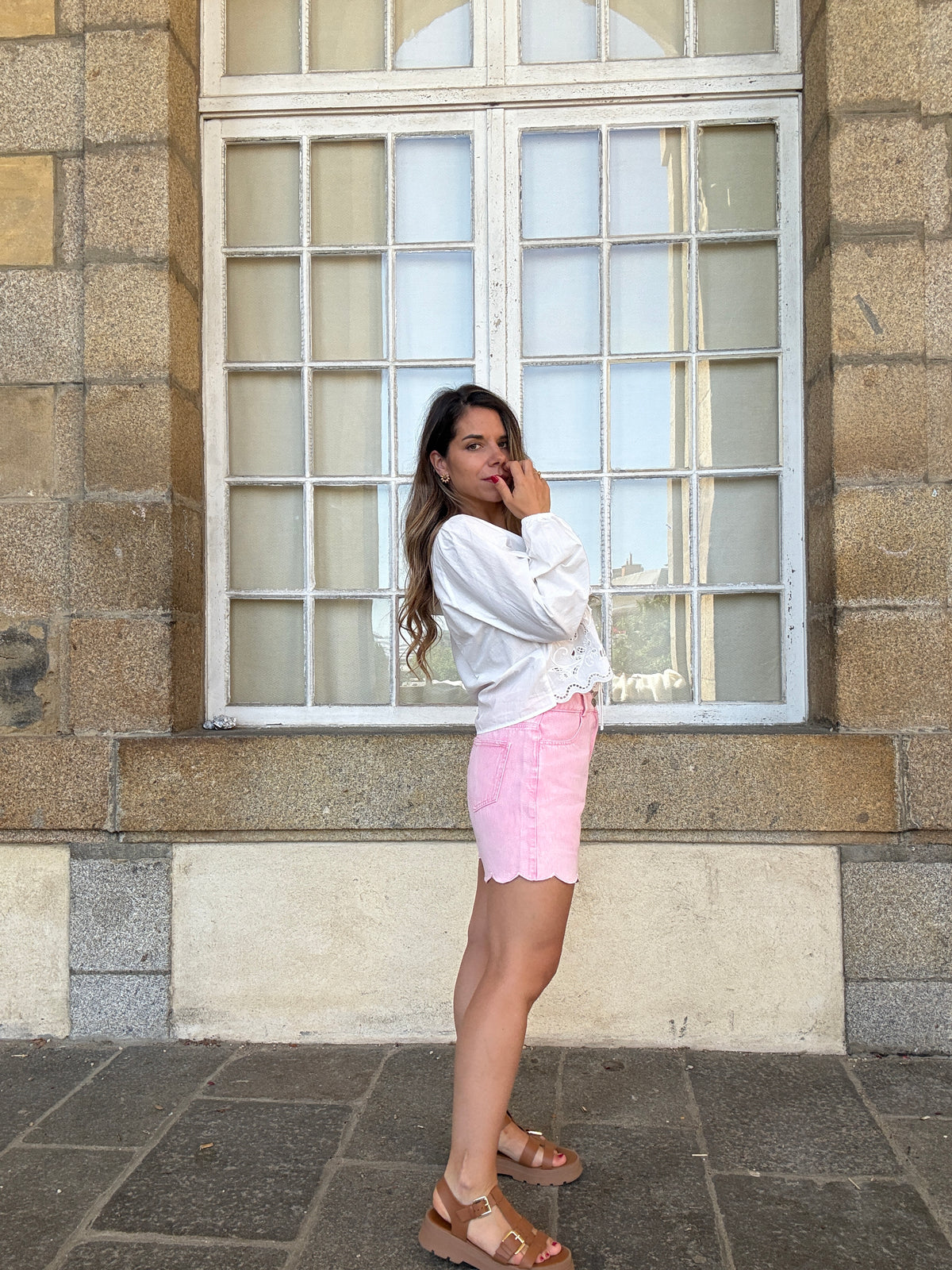 Short en jean Pippa rose