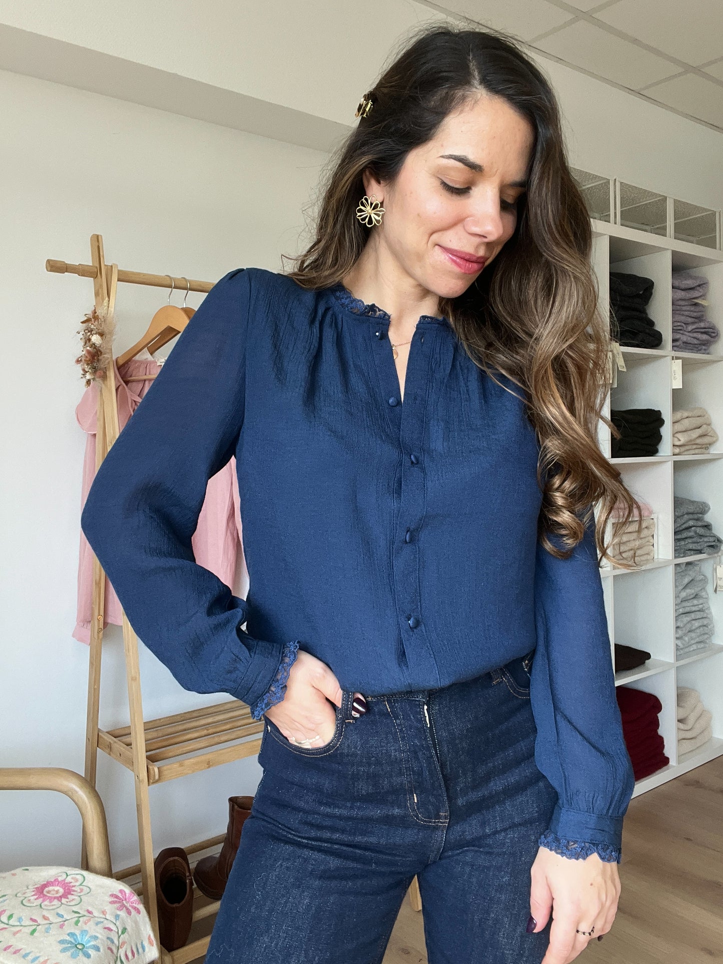 Blouse Catherine bleue marine
