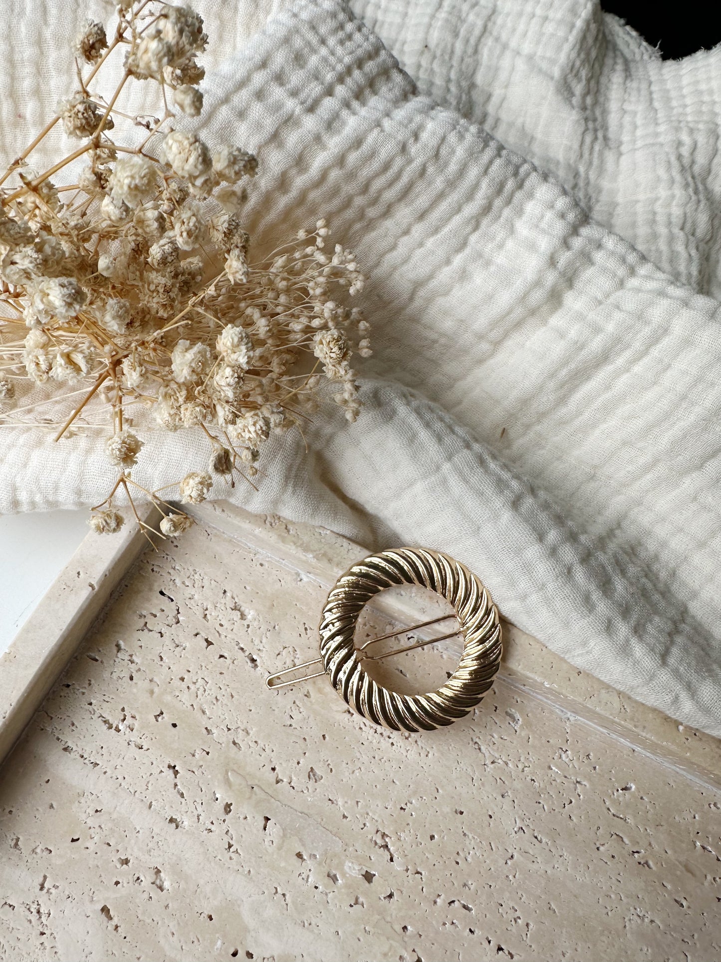 Barrette pour cheveux - Rond doré
