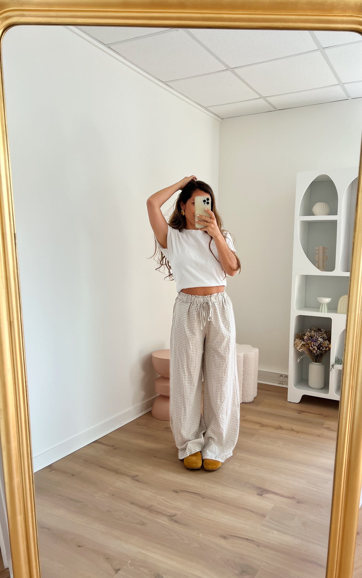 Pantalon fluide vichy Max beige