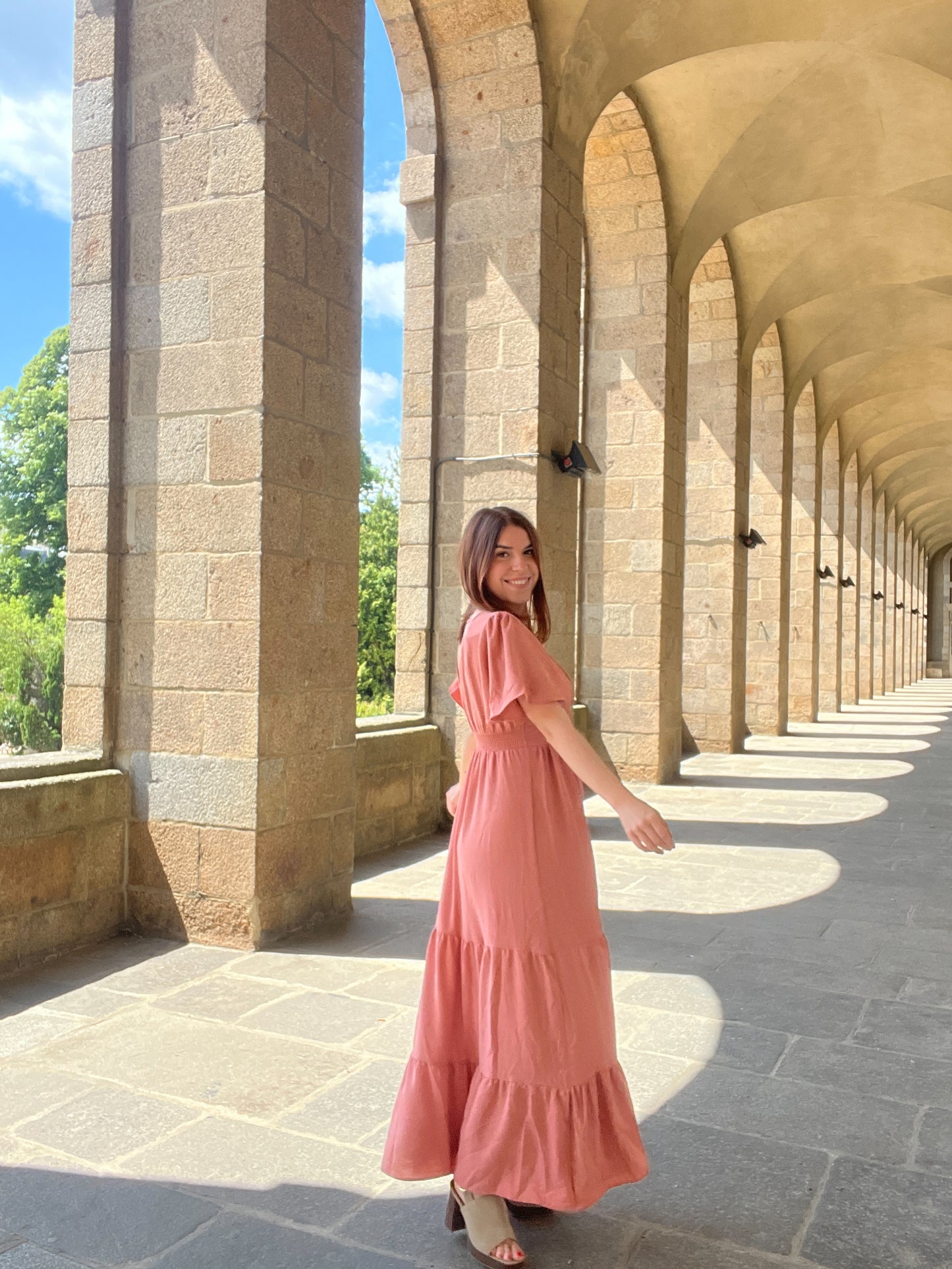 Robe longue Bella rose