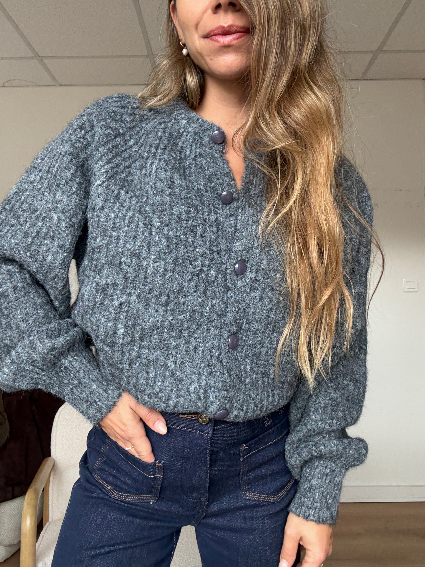 Cardigan Irène gris foncé