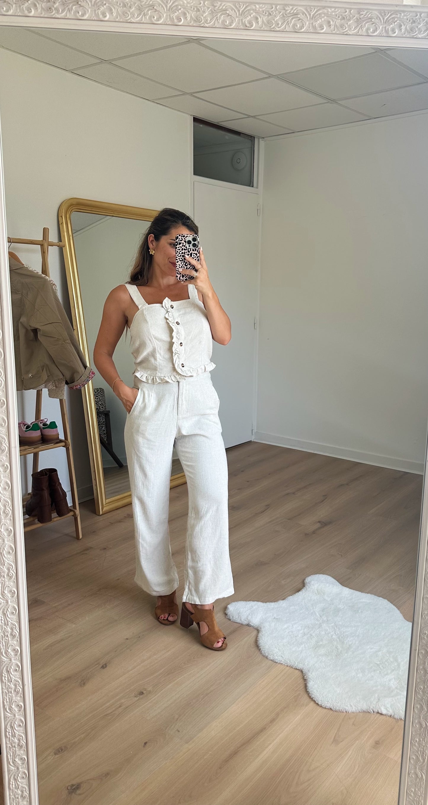 Pantalon en lin beige