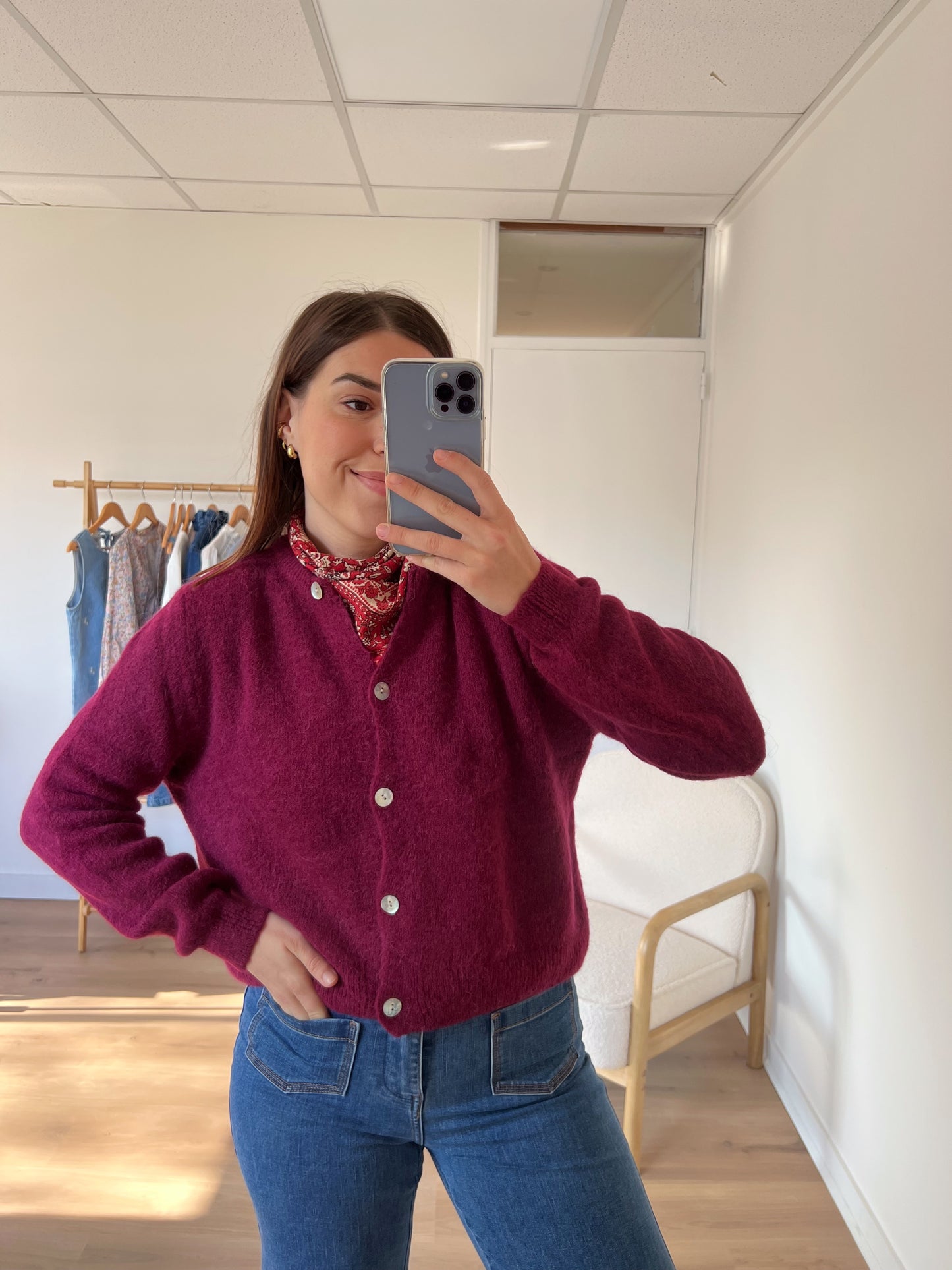 Maille en laine Léonie bordeaux