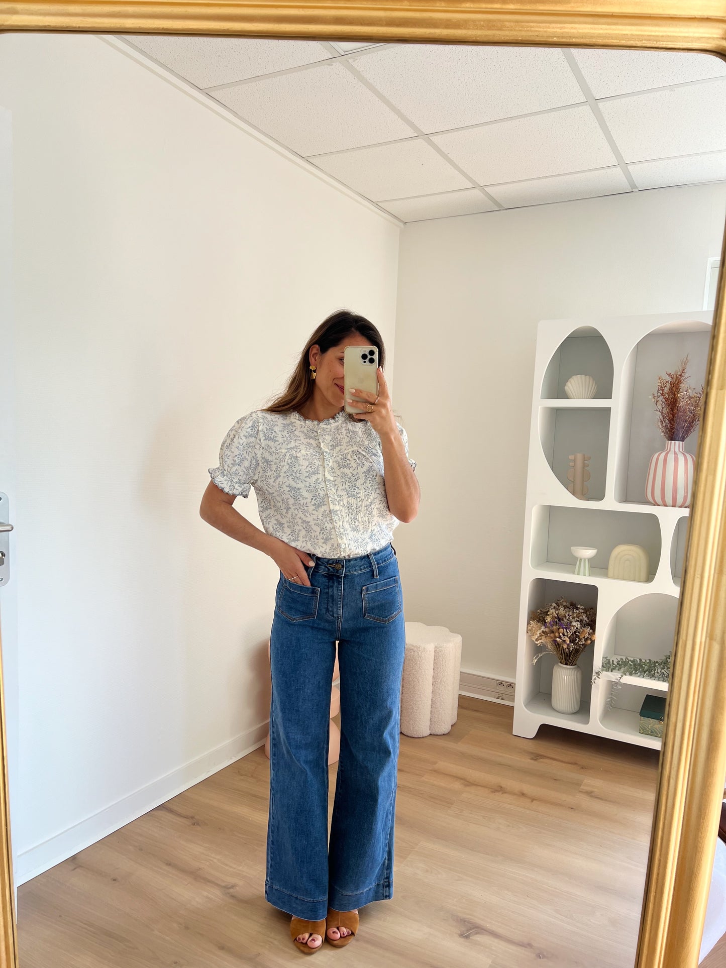 Blouse à manches courtes Mila bleue