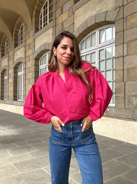 Blouse vichy fushia Clothilde