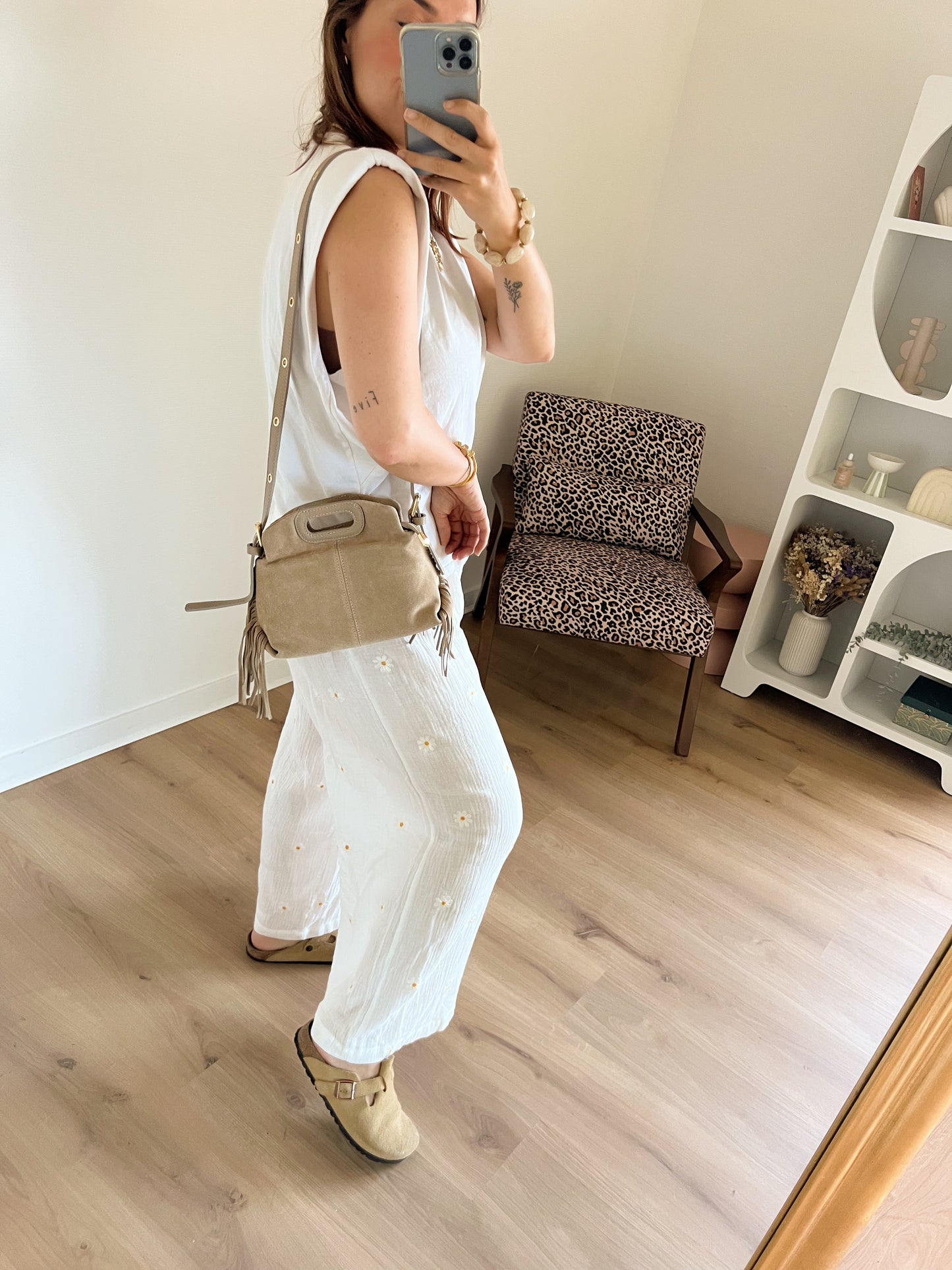 Sac à main en cuir Jodie beige