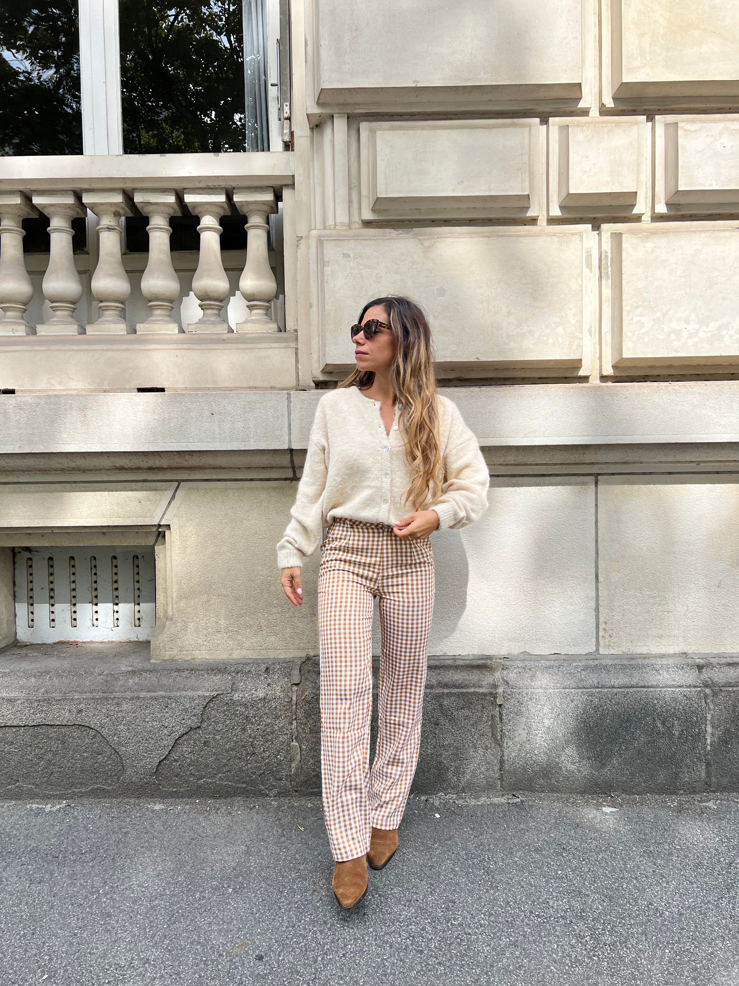 Pantalon Vichy camel Aurora