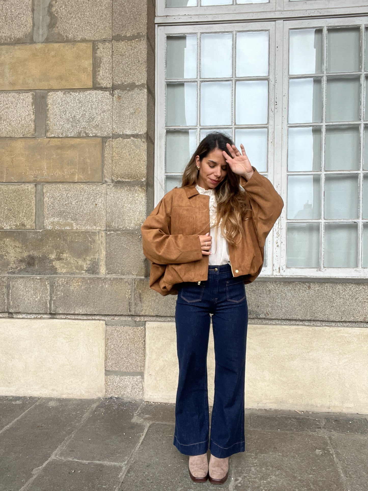 Veste effet suédine Léonie camel