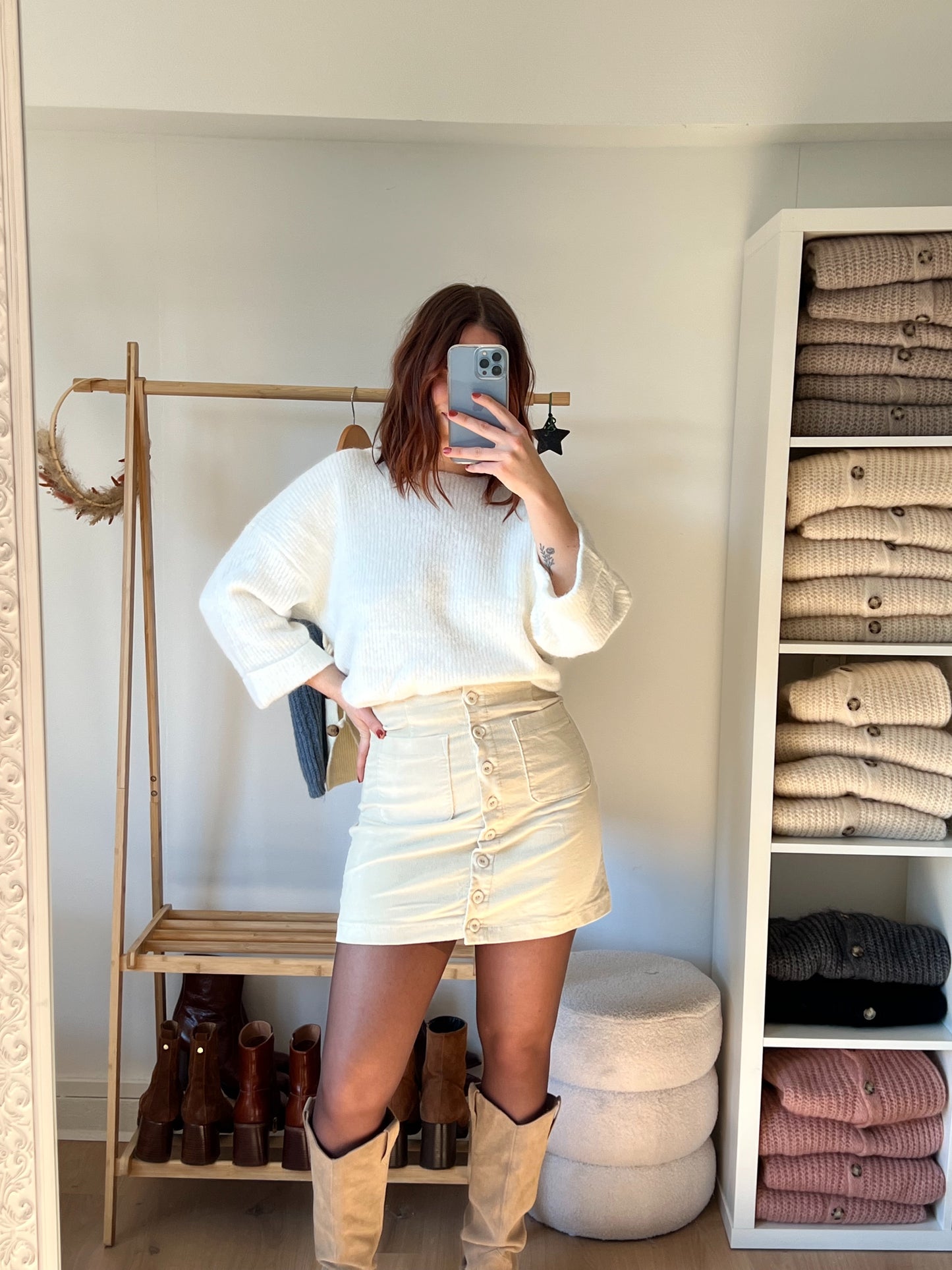 Jupe en velours Jesse beige
