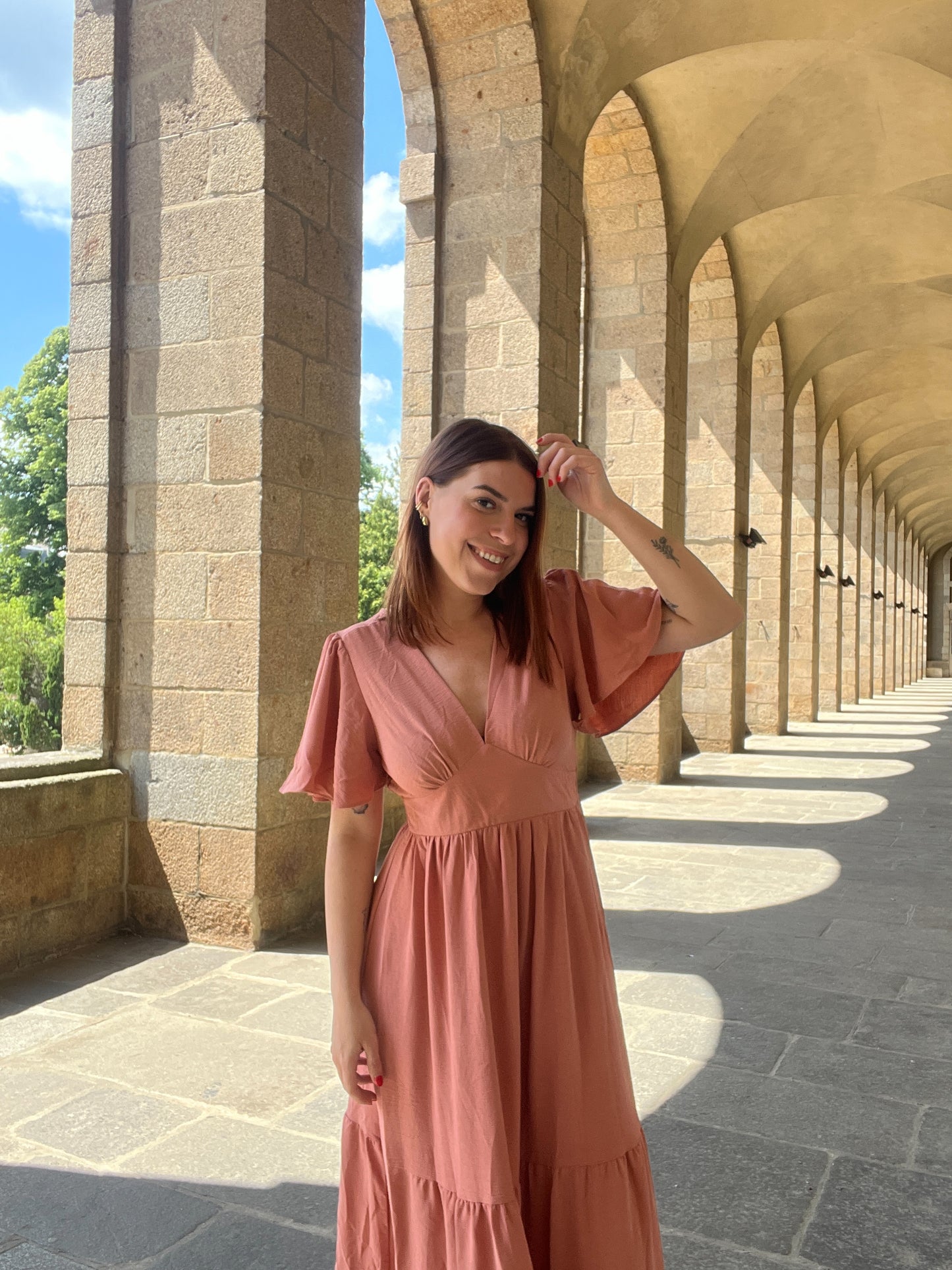 Robe longue Bella rose