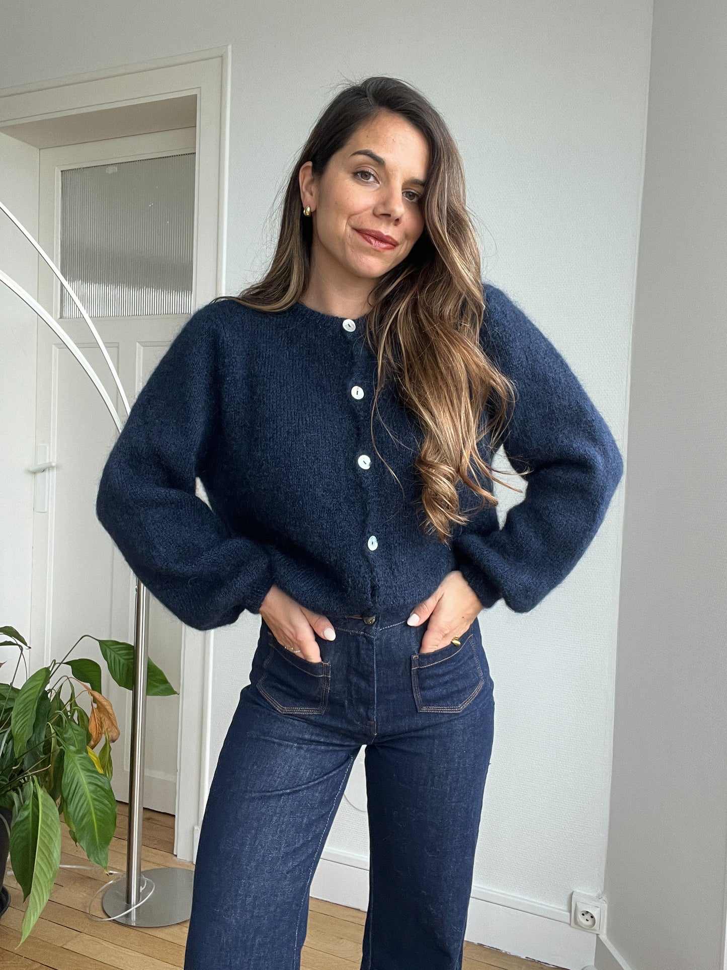 Maille en laine Bianca bleu marine
