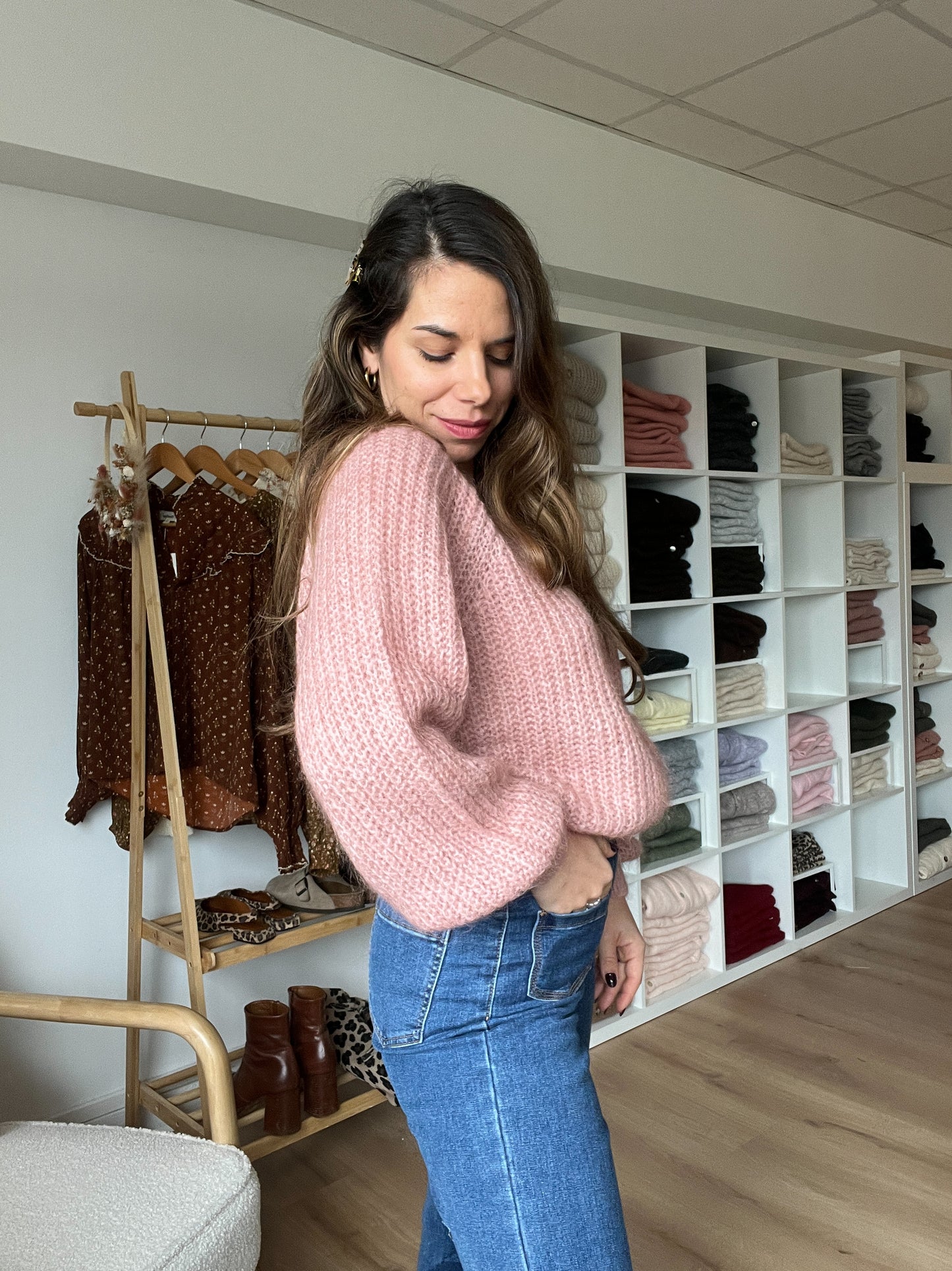 Cardigan rose chiné Honorine
