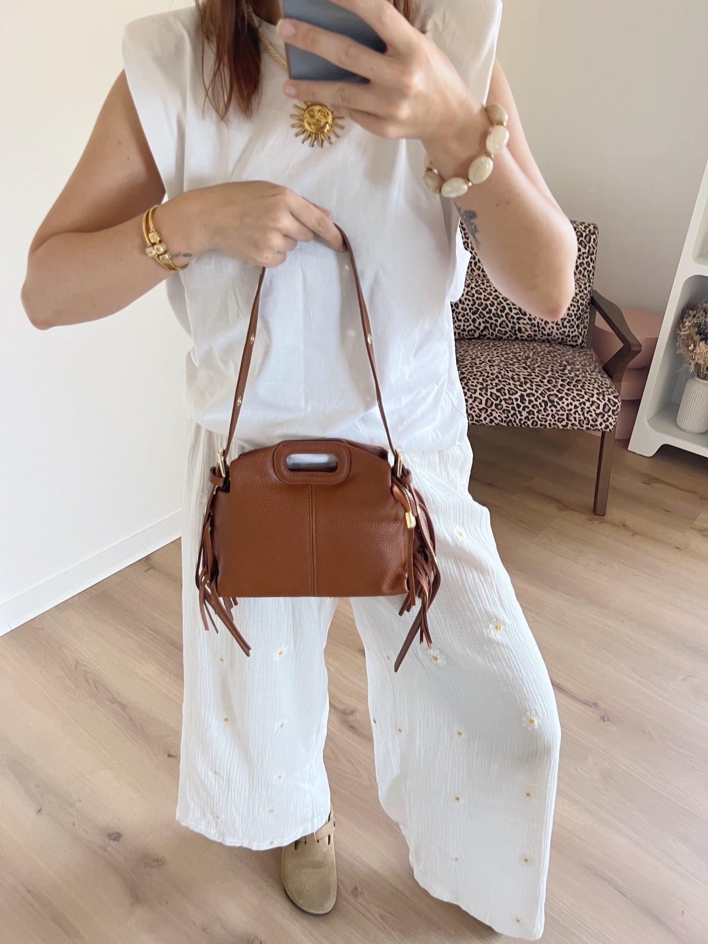 Sac à main en cuir grainé Jodie camel