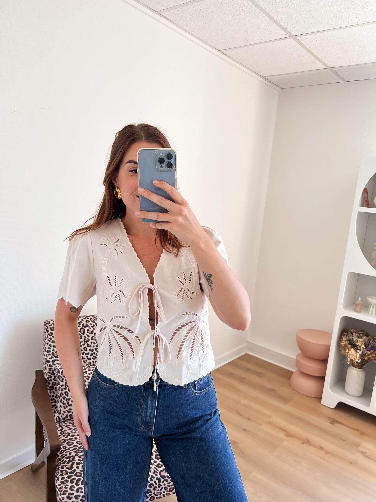 Blouse beige à noeuds Moana