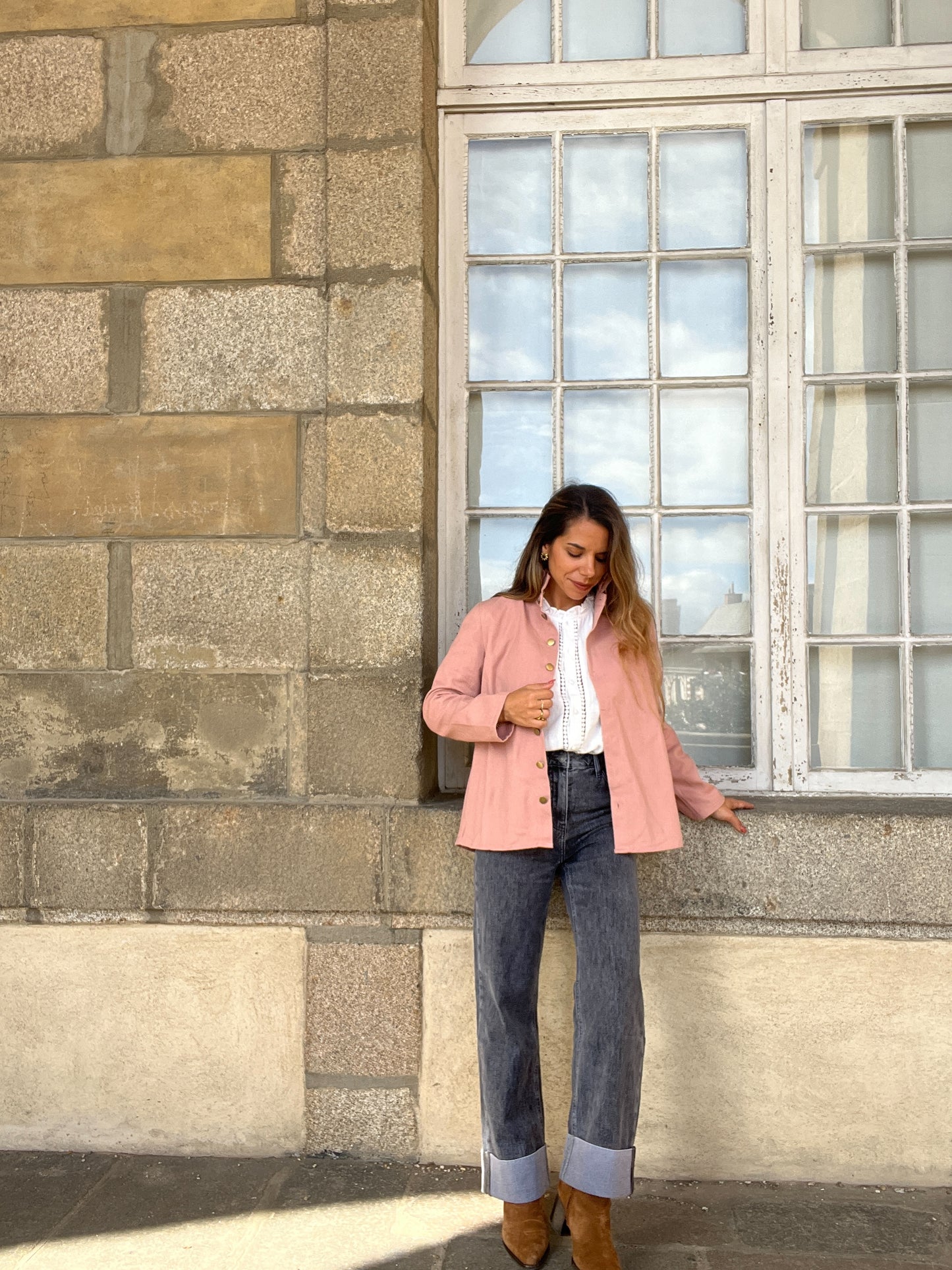 Veste en jean Céleste vieux rose