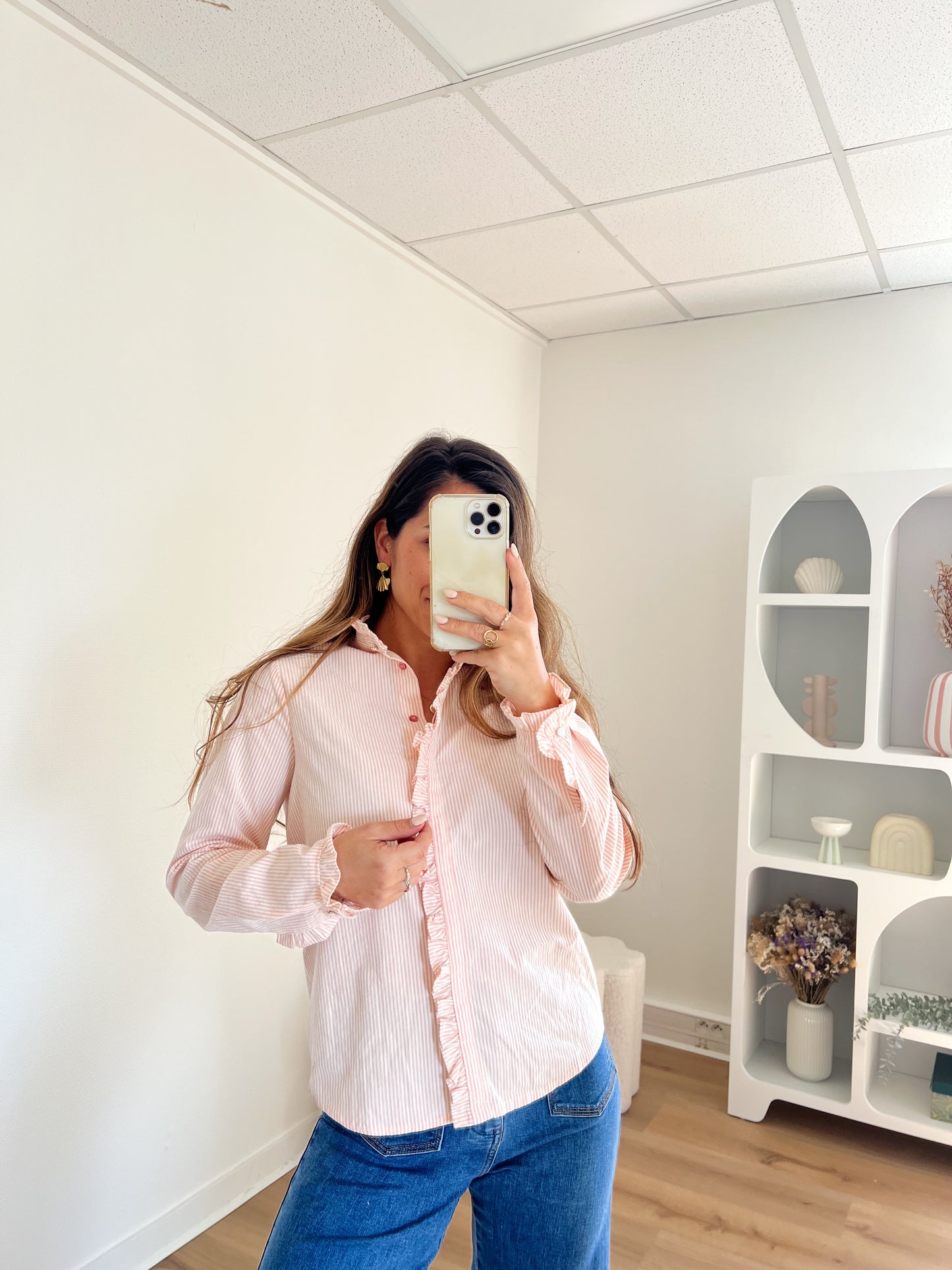 Blouse à col volanté Gaïa rose