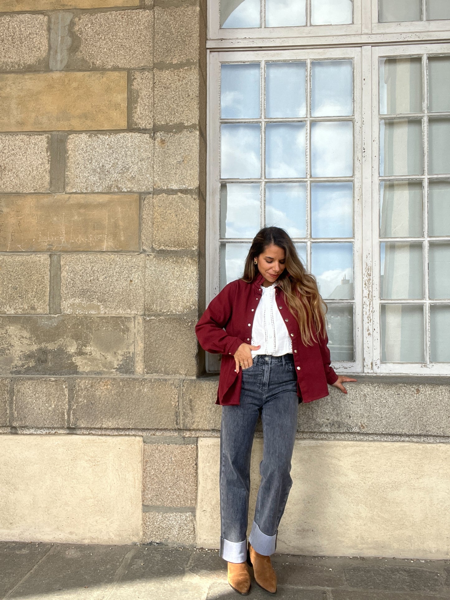 Veste en jean Céleste bordeaux