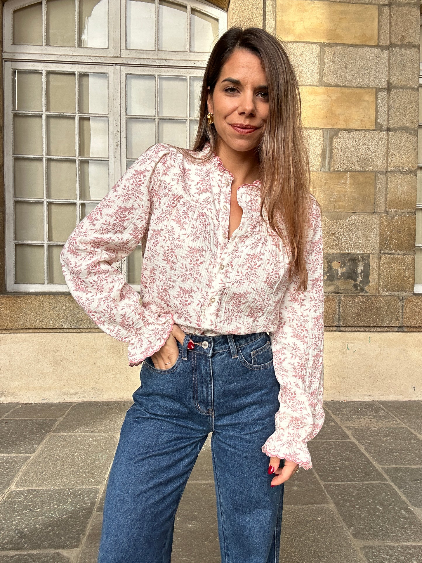 Blouse fleurie Amélia rose