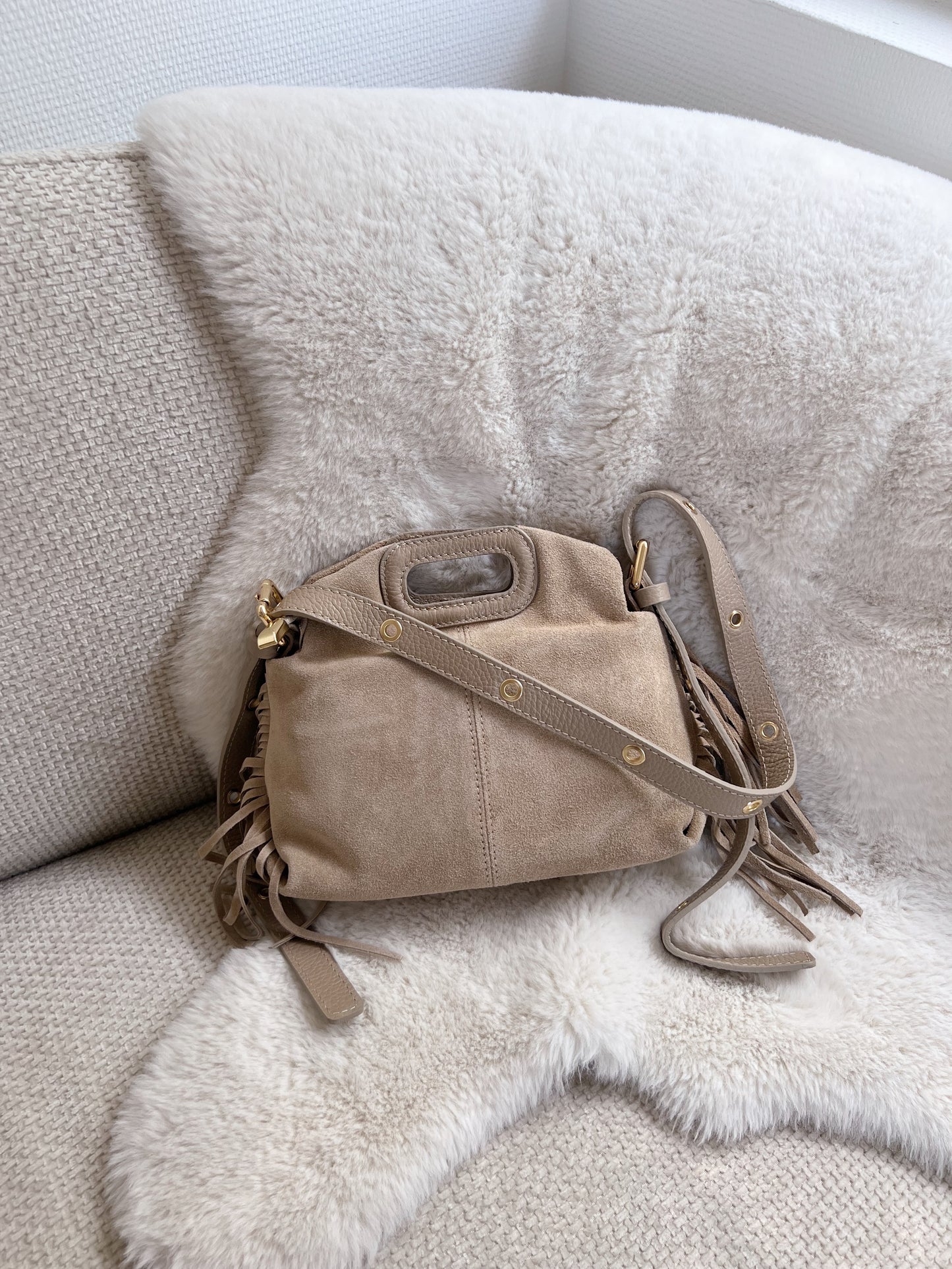 Sac à main en cuir Jodie beige
