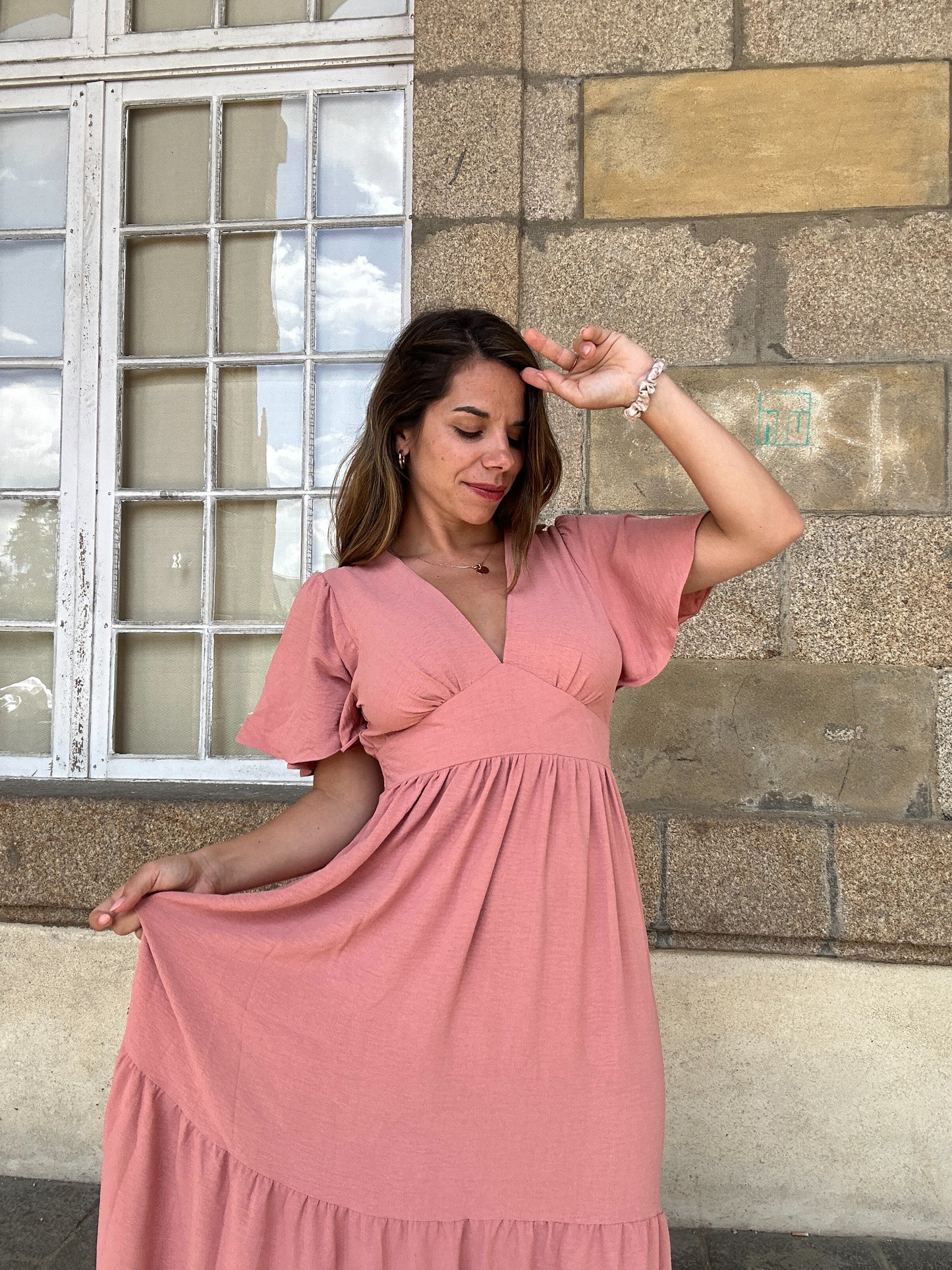 Robe longue Bella rose