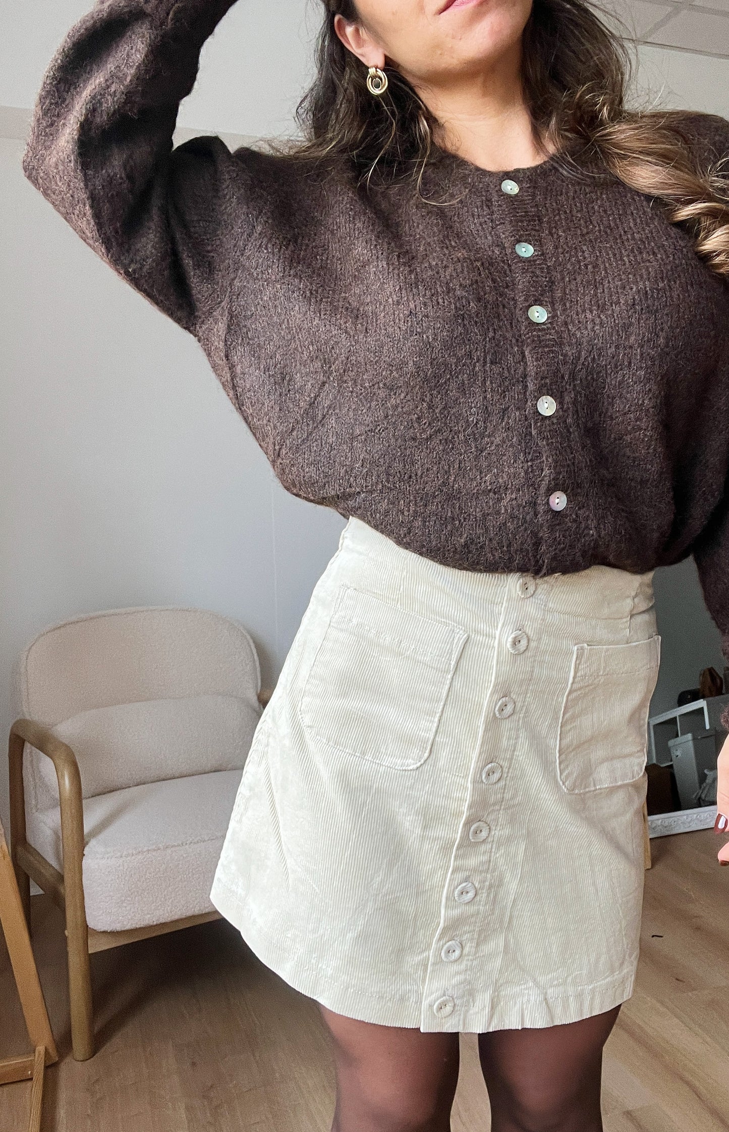 Jupe en velours Jesse beige