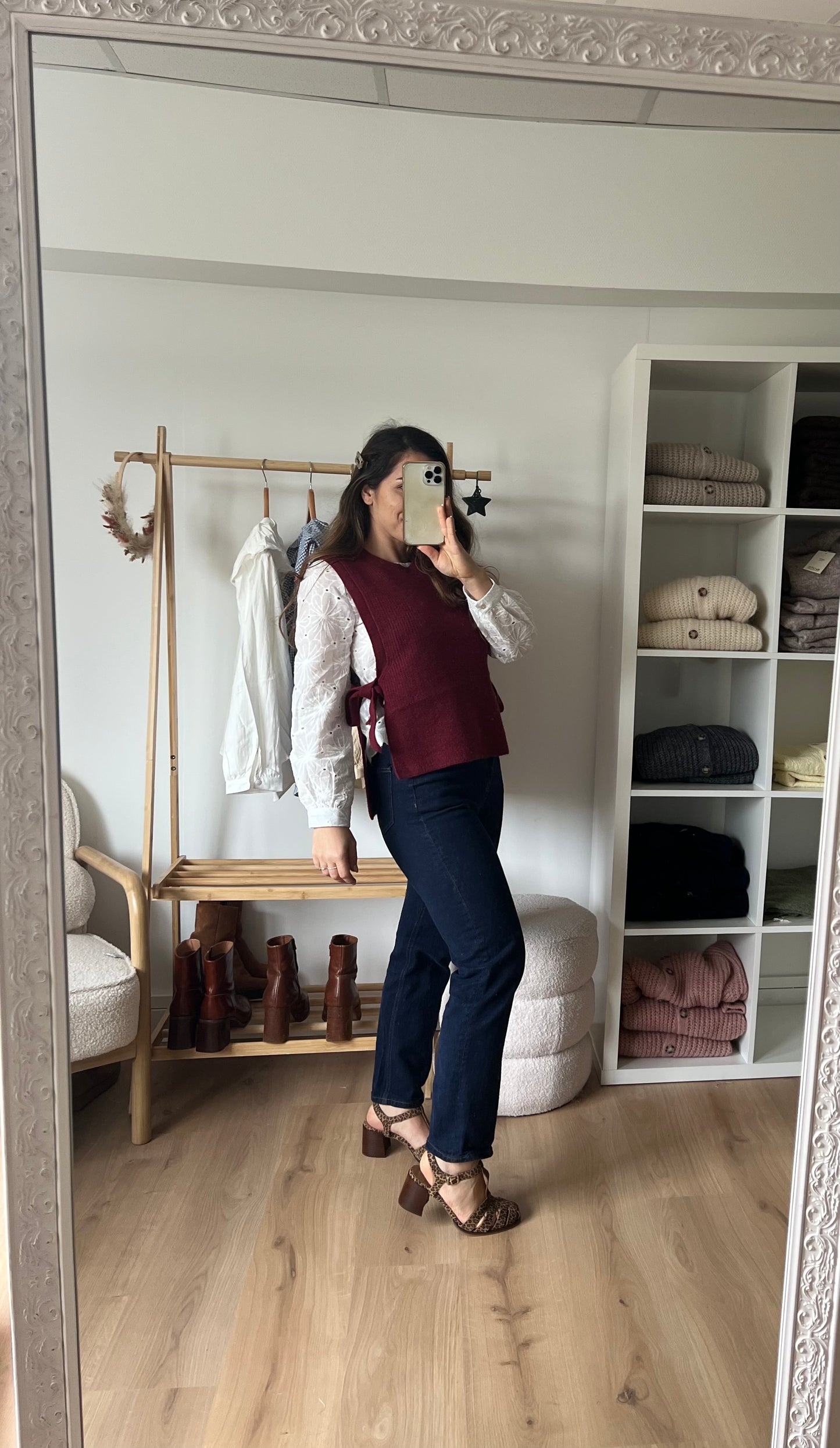 Pull sans manches à noeuds bordeaux Valentine