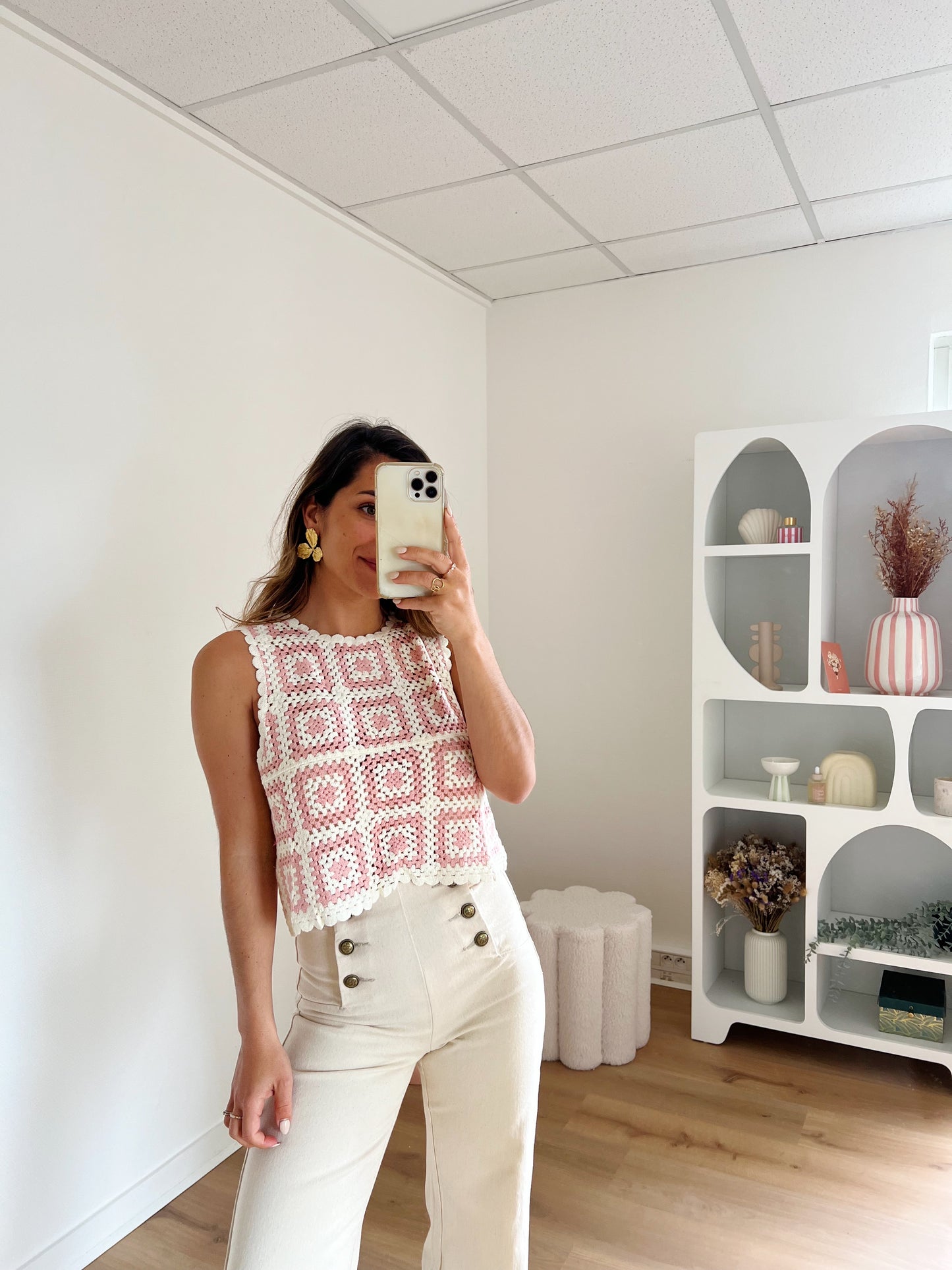 Top en crochet Lucia rose