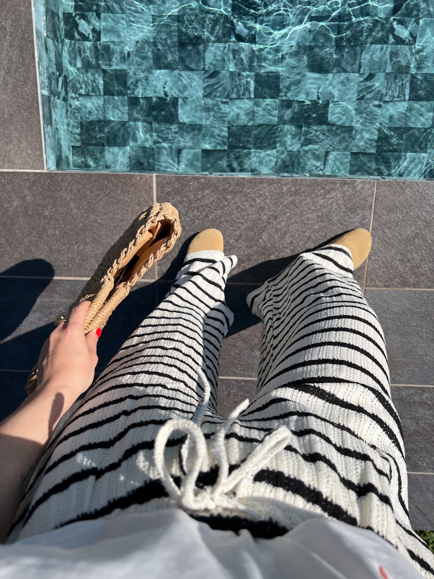 Pantalon fluide en crochet à rayures Maya