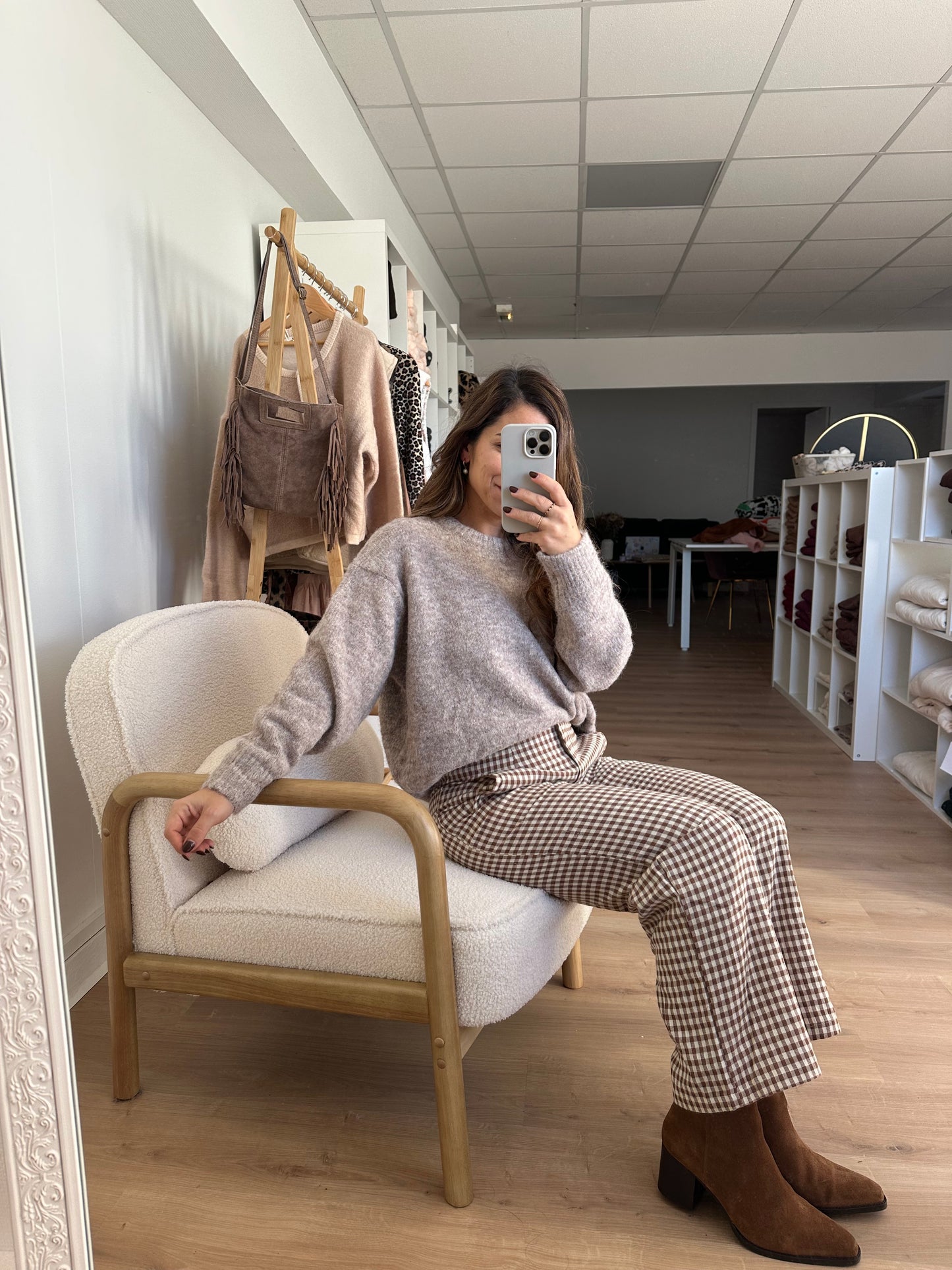 Pantalon Vichy Camel