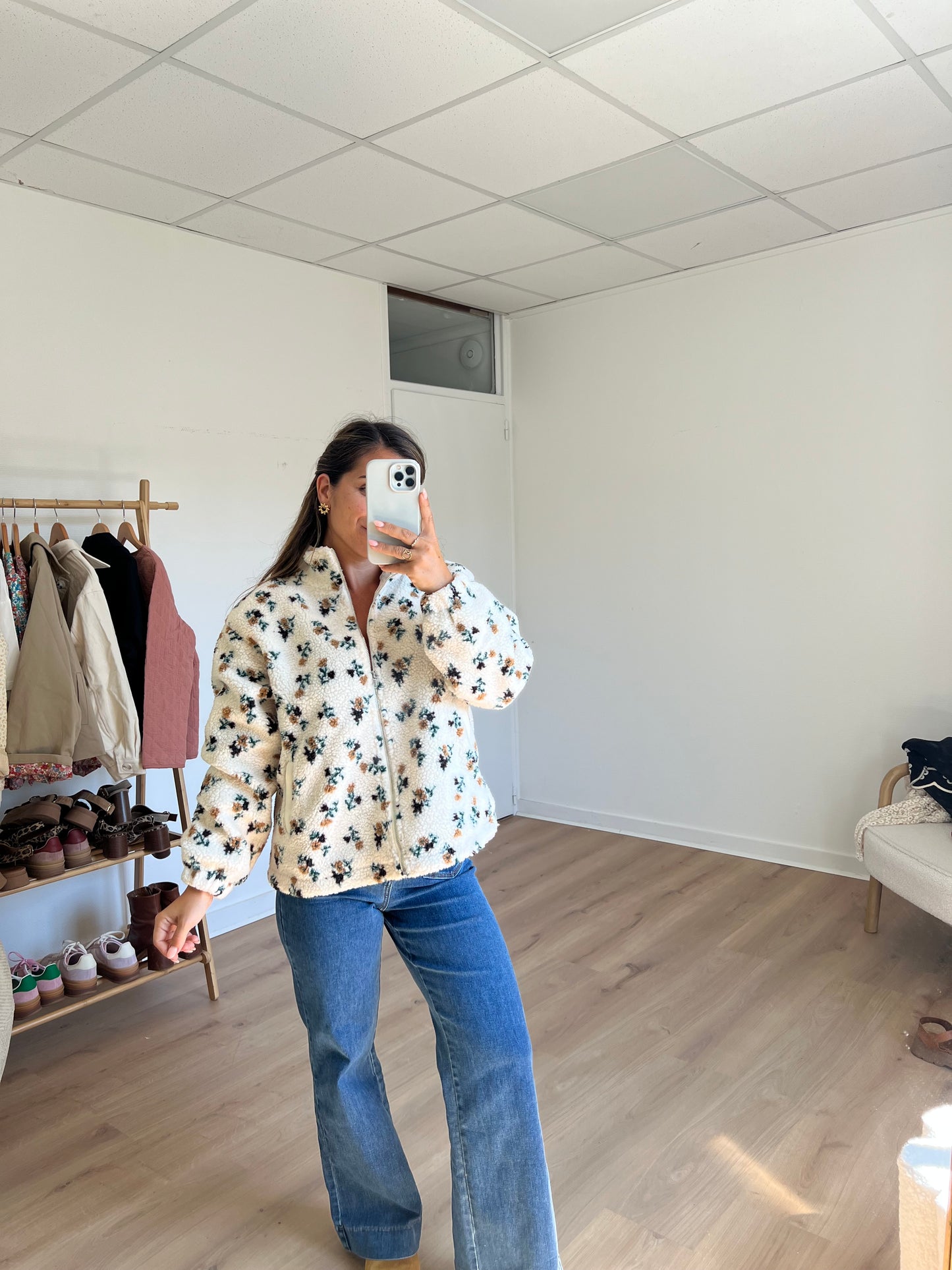 Veste moumoute fleurie Eva
