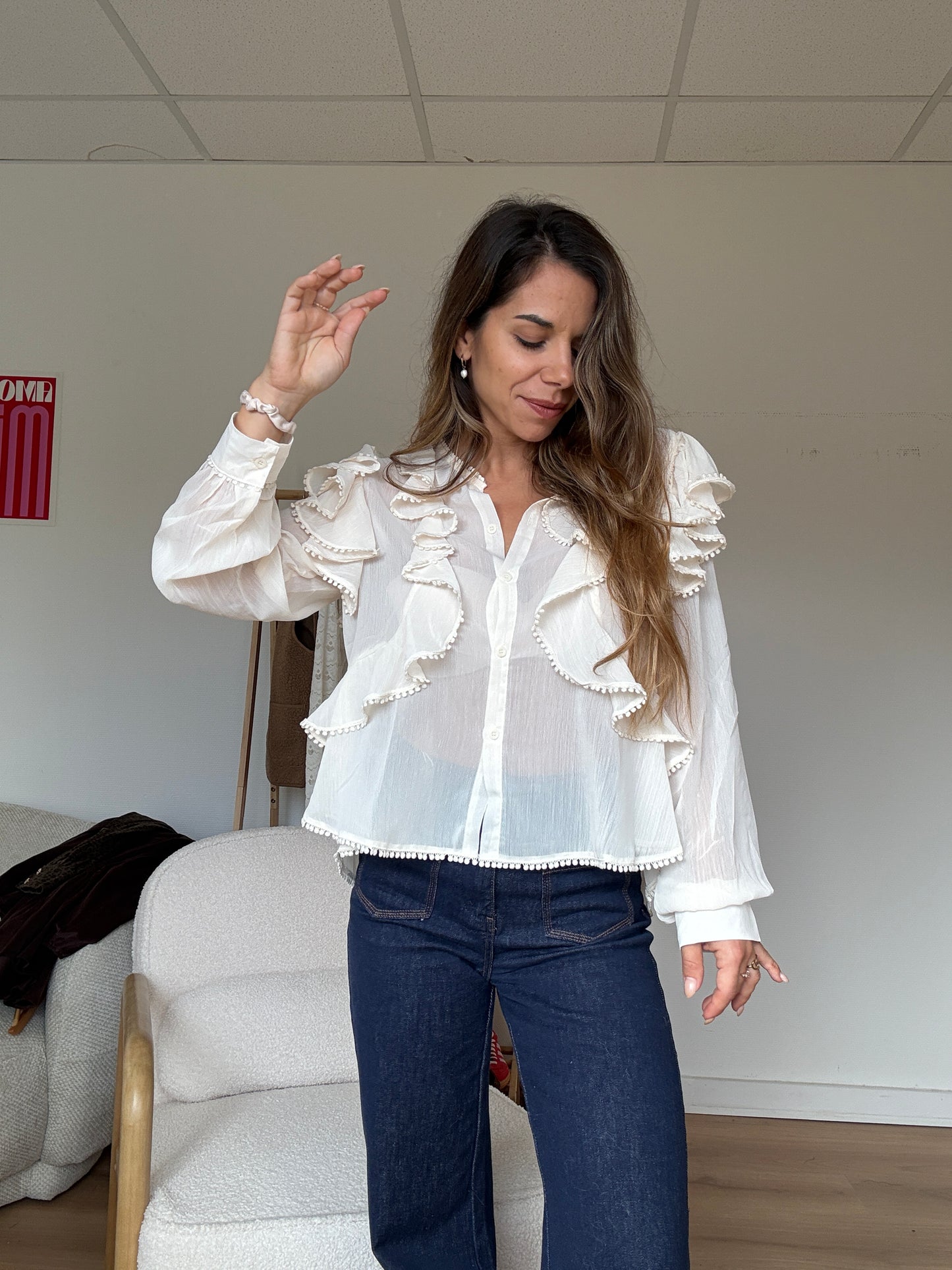 Blouse à volants Mia écrue