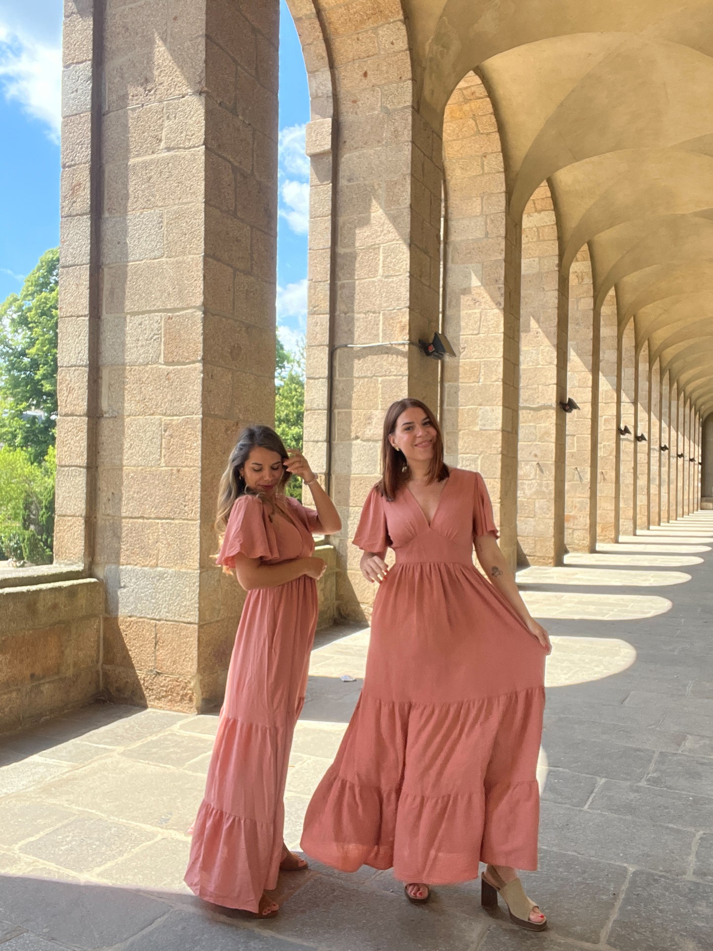 Robe longue Bella rose