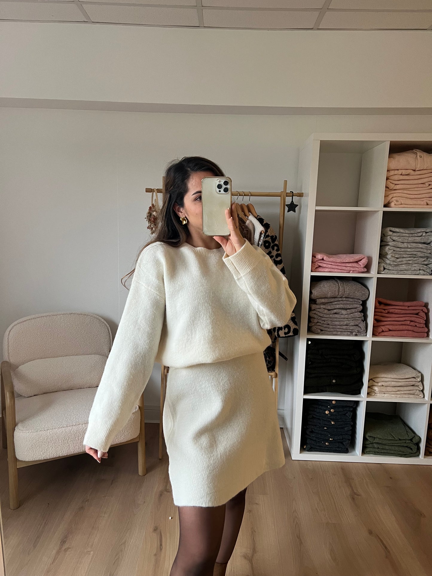 Robe Edith écru (Ensemble Jupe et Pull)