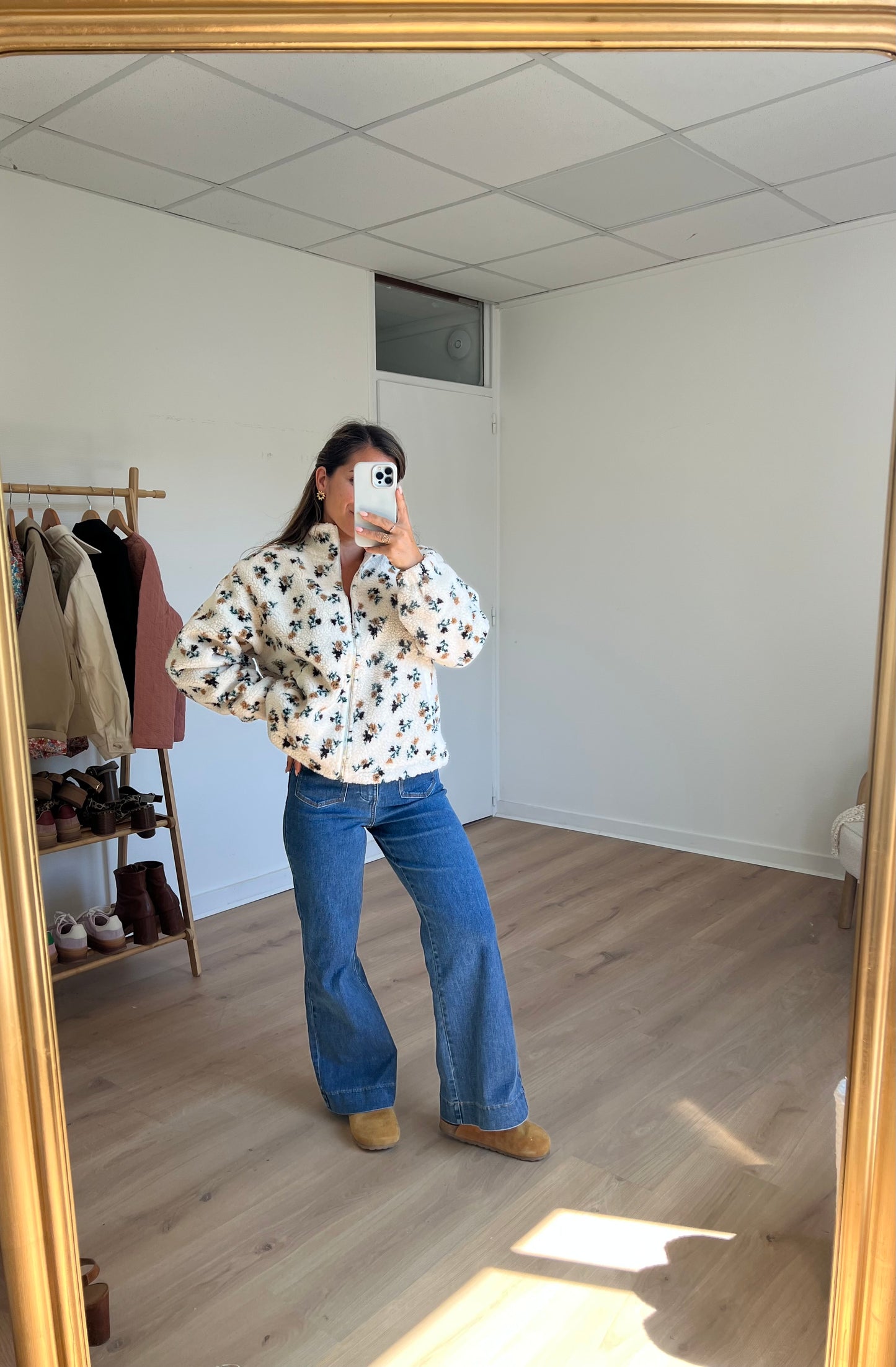 Veste moumoute fleurie Eva