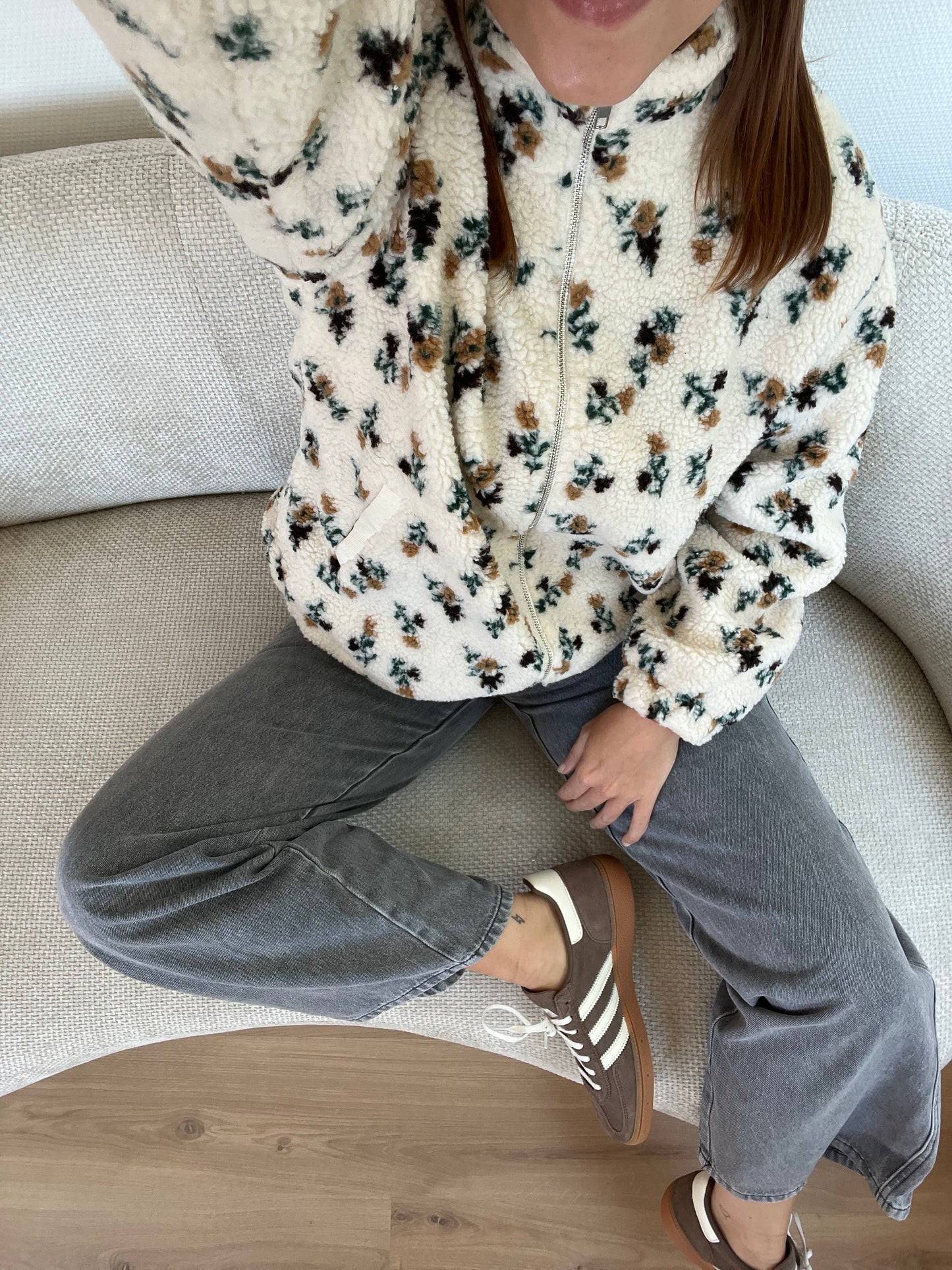 Veste moumoute fleurie Eva
